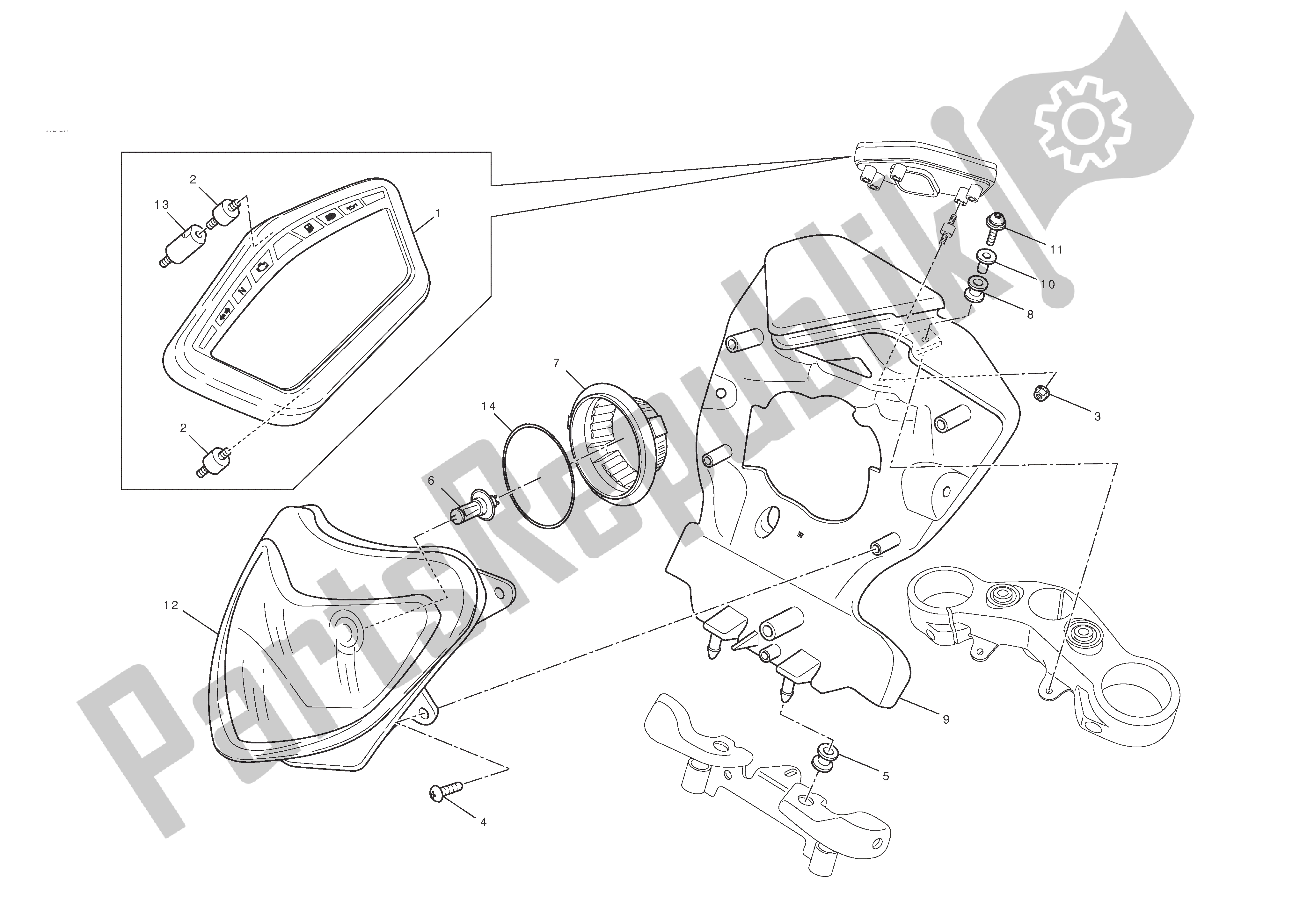 Toutes les pièces pour le Phare Et Instr. Panneau du Ducati Hypermotard EVO 1100 2010