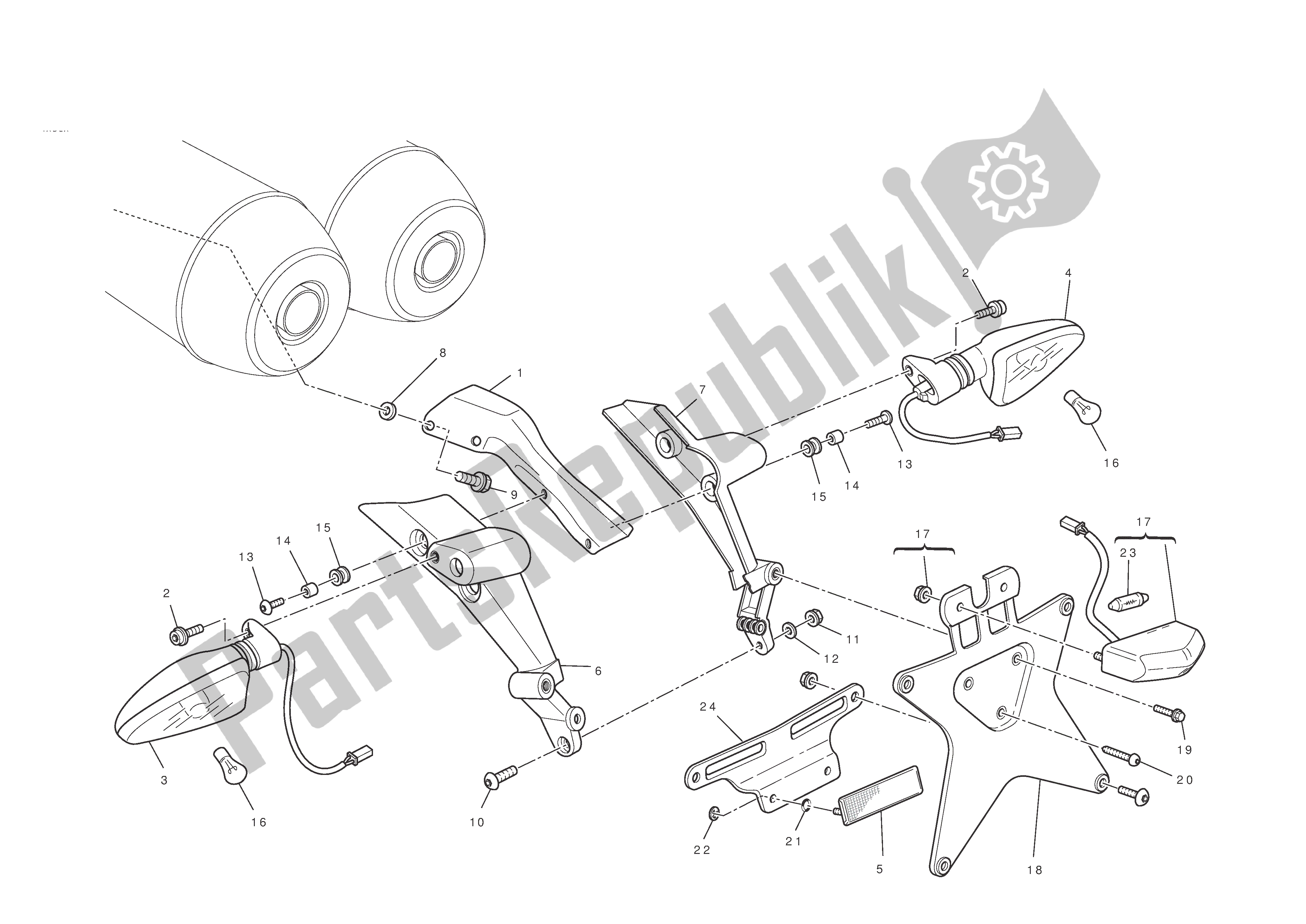 Tutte le parti per il Porta Targa del Ducati Hypermotard EVO 1100 2010