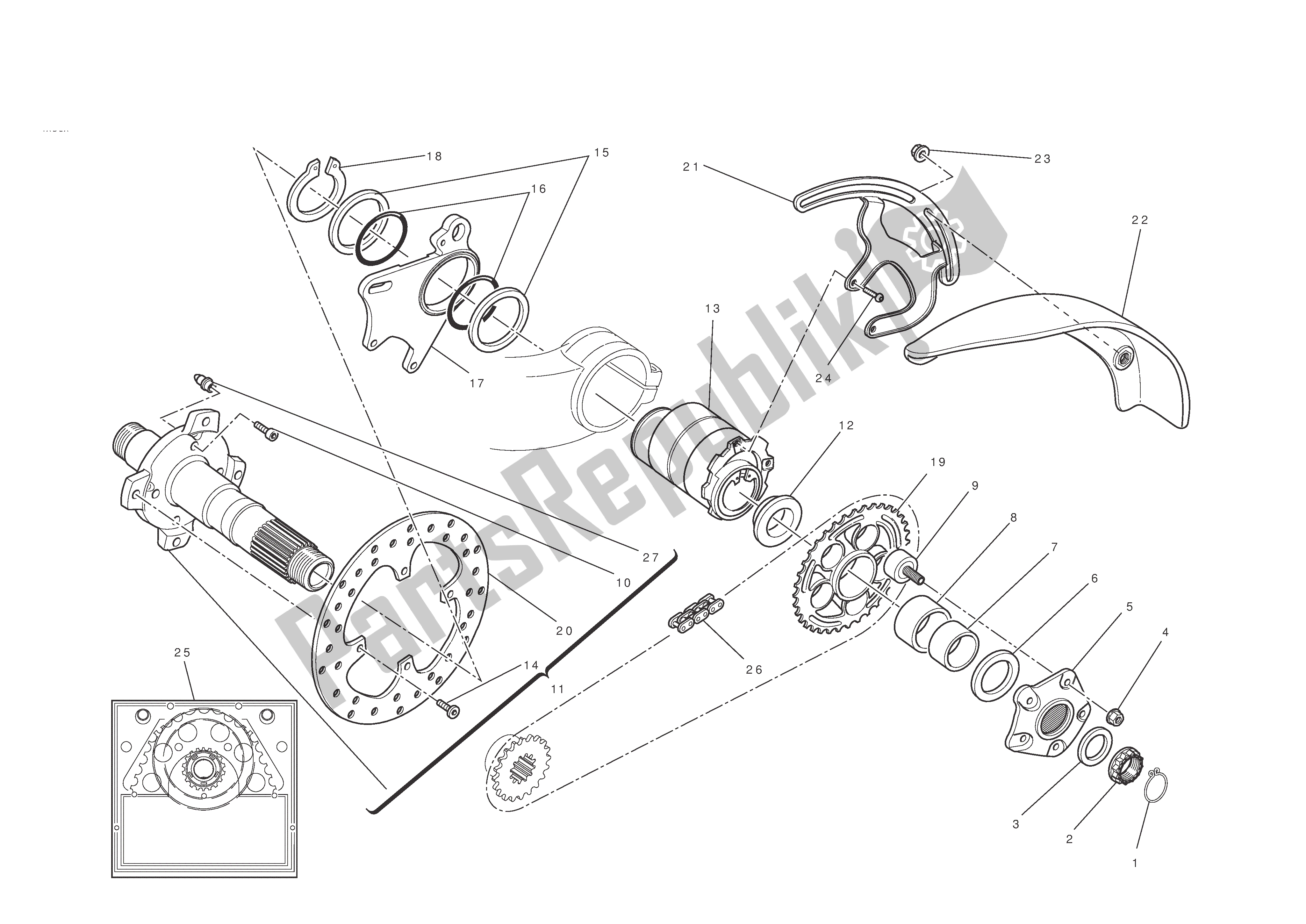 Todas las partes para Eje De La Rueda Trasera de Ducati Hypermotard EVO 1100 2010