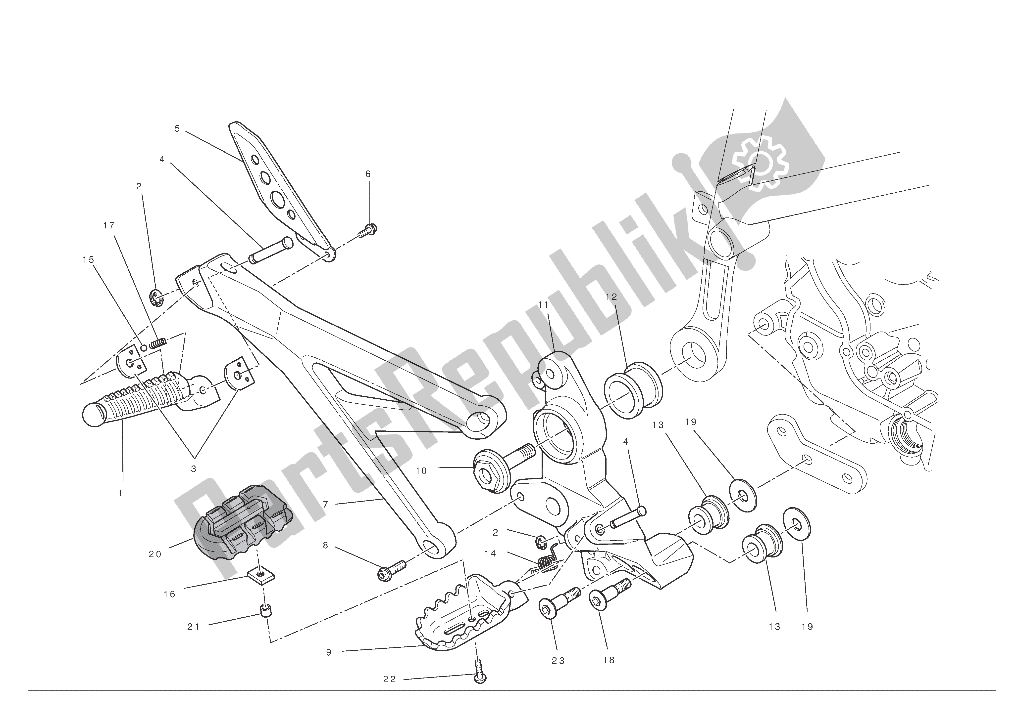 Todas las partes para Rh. Reposapiés de Ducati Hypermotard EVO 1100 2011