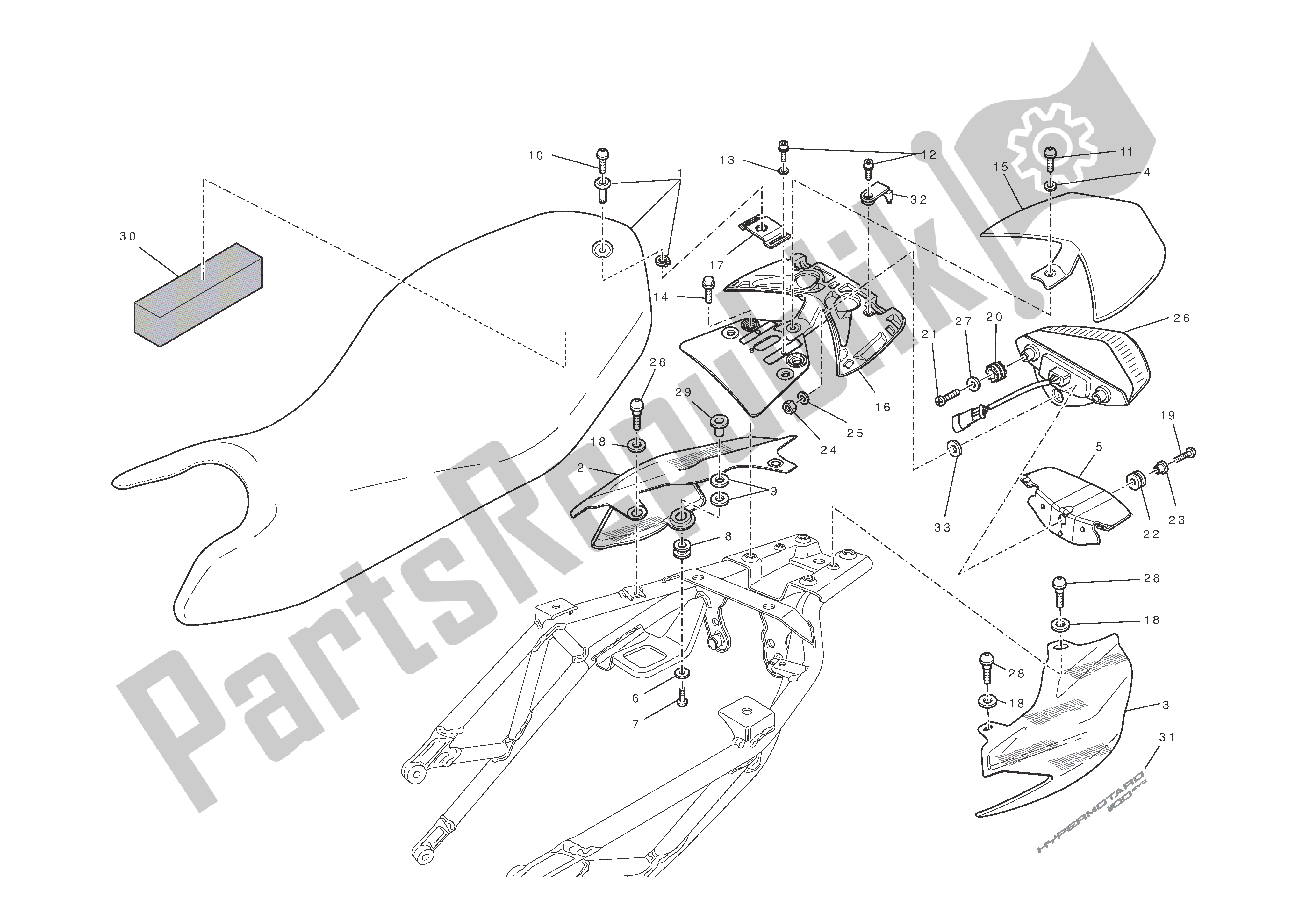 Todas las partes para Asiento - Luz Trasera de Ducati Hypermotard EVO 1100 2011