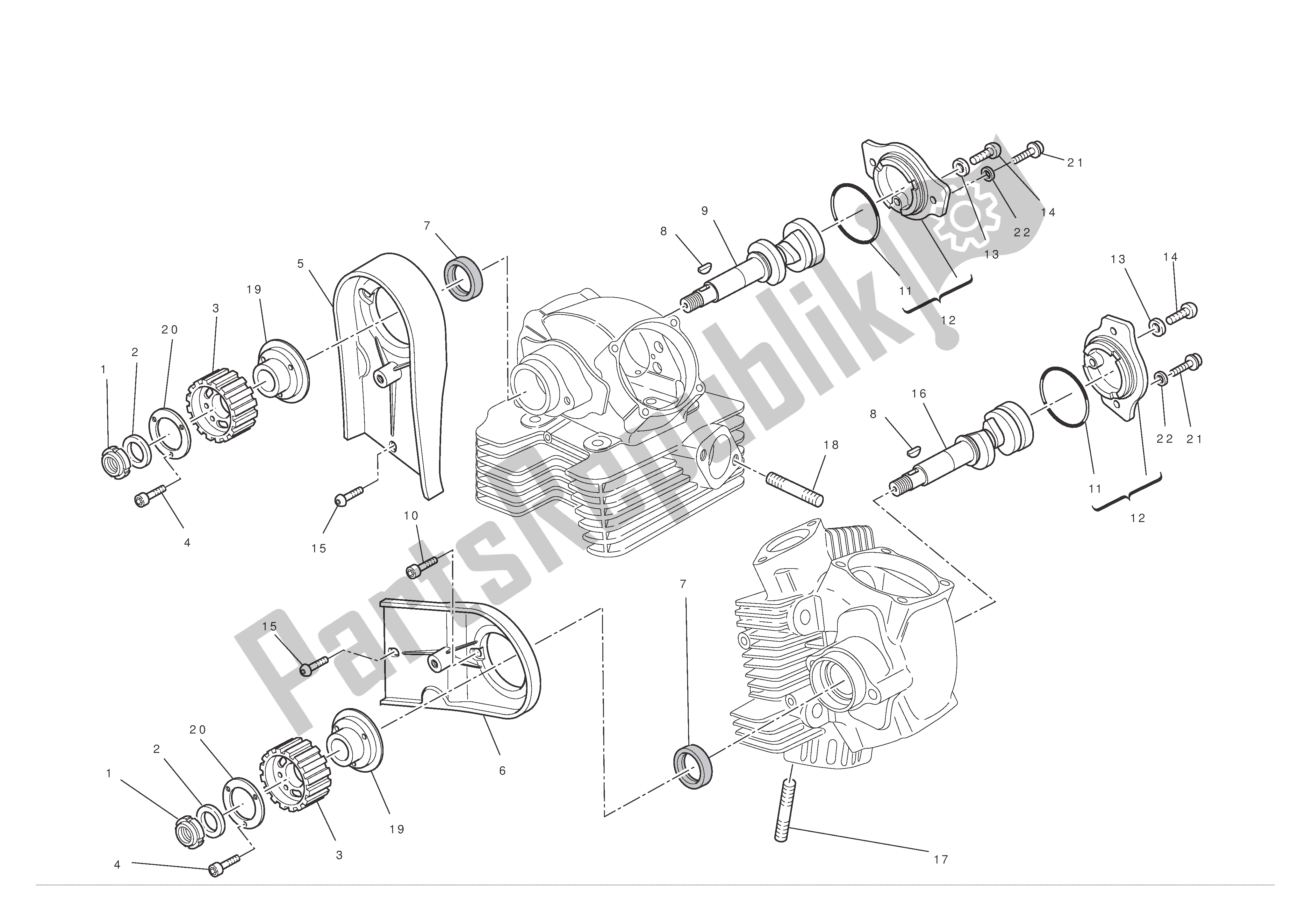 Alle onderdelen voor de Cilinderkop: Timingsysteem van de Ducati Hypermotard EVO 1100 2011
