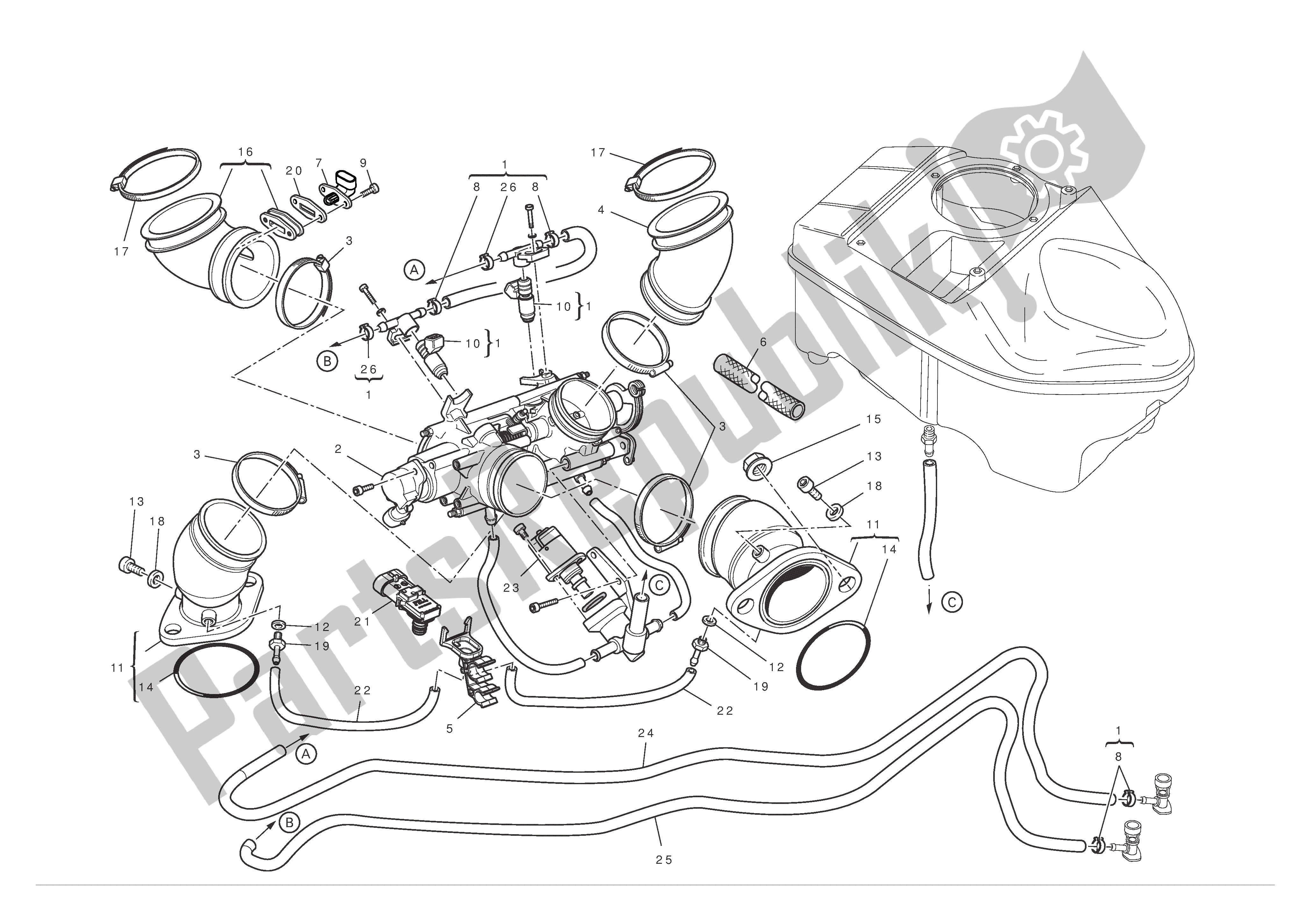 Todas las partes para Colectores De Admisión de Ducati Hypermotard EVO 1100 2011