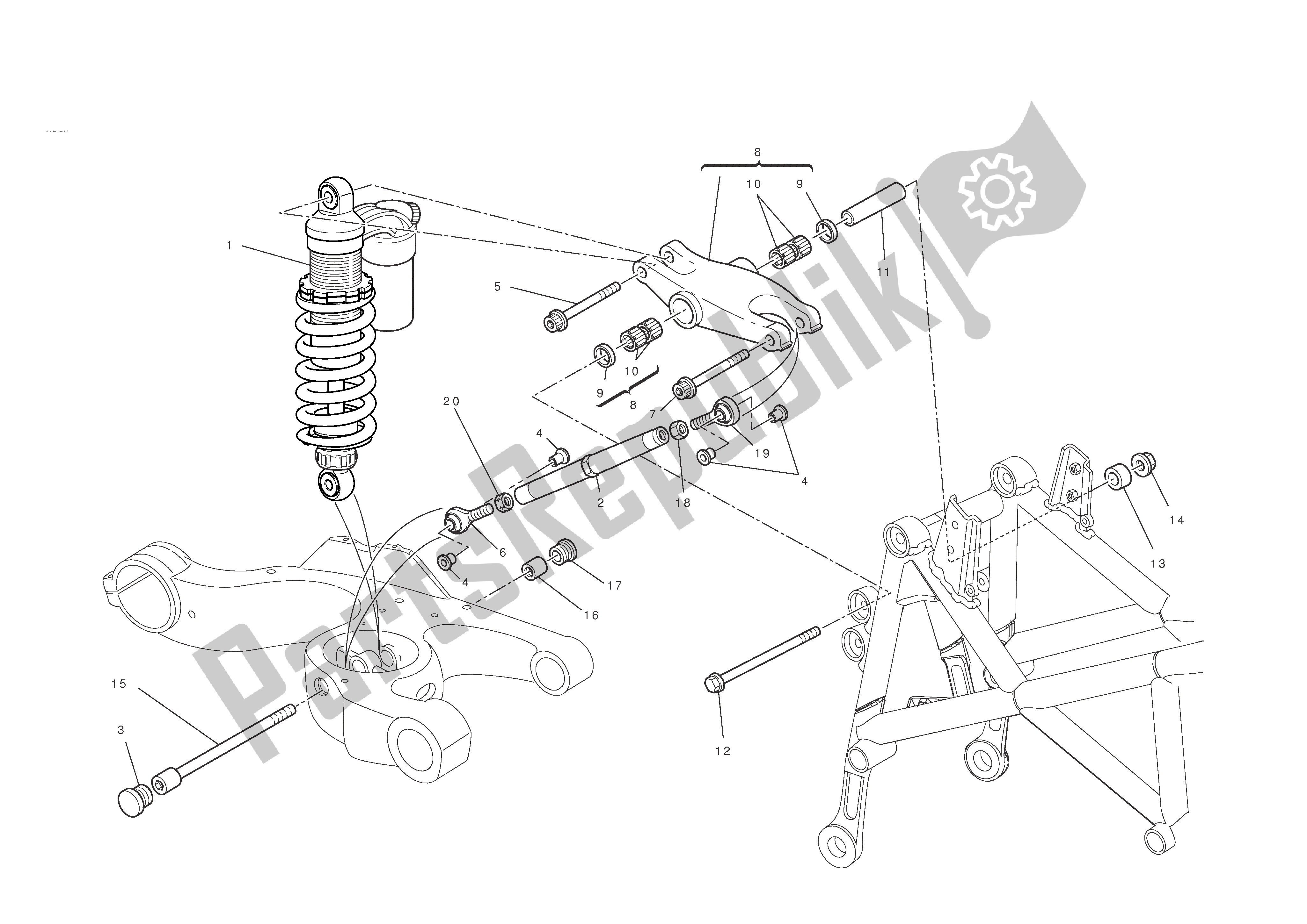 Tutte le parti per il Sospensione Posteriore del Ducati Hypermotard EVO SP 1100 2010