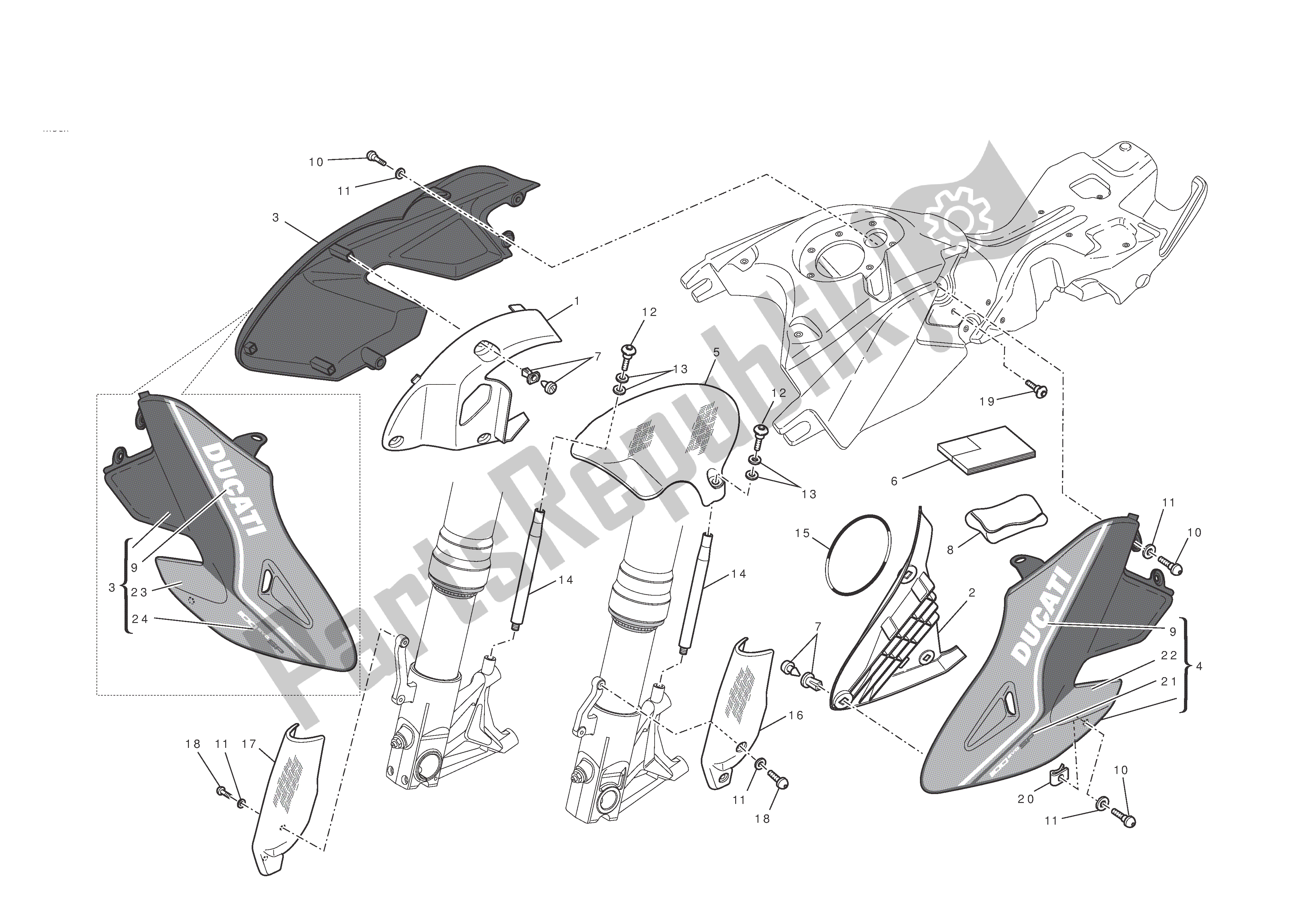 Tutte le parti per il Carenatura del Ducati Hypermotard EVO SP 1100 2010