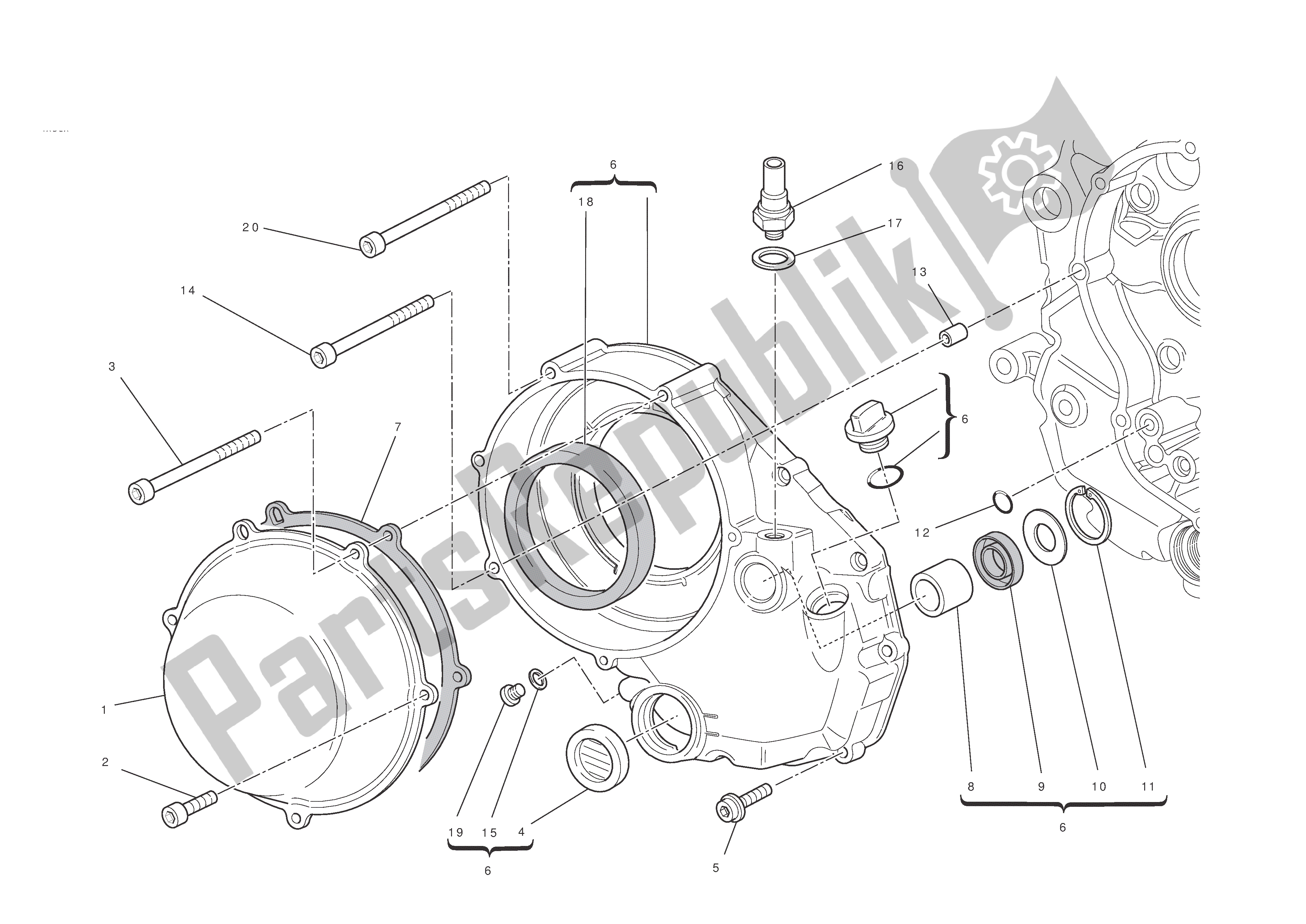 Tutte le parti per il Coperchio Carter Lato Frizione del Ducati Hypermotard EVO SP 1100 2010