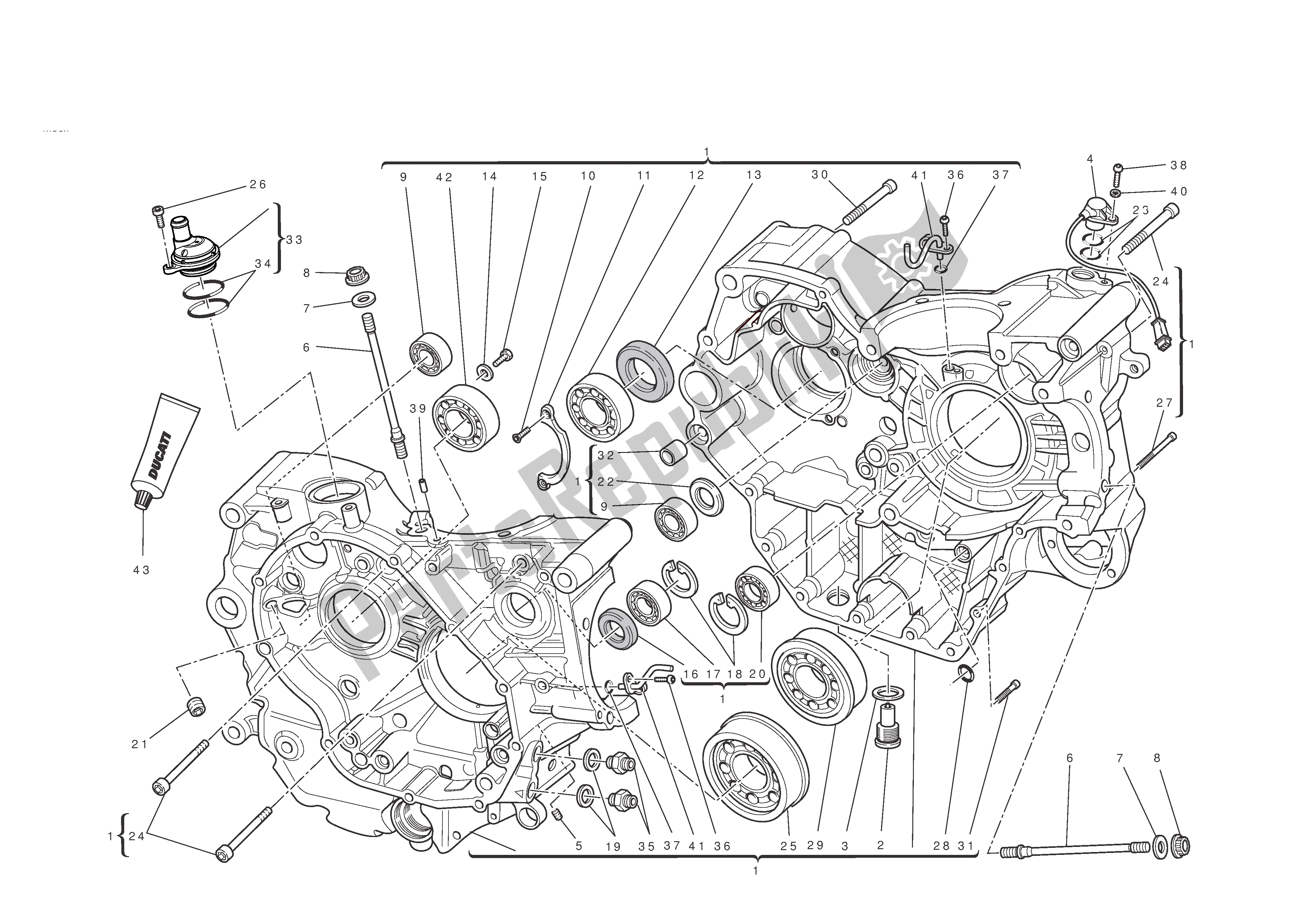 Tutte le parti per il Metà Del Carter del Ducati Hypermotard EVO SP 1100 2010