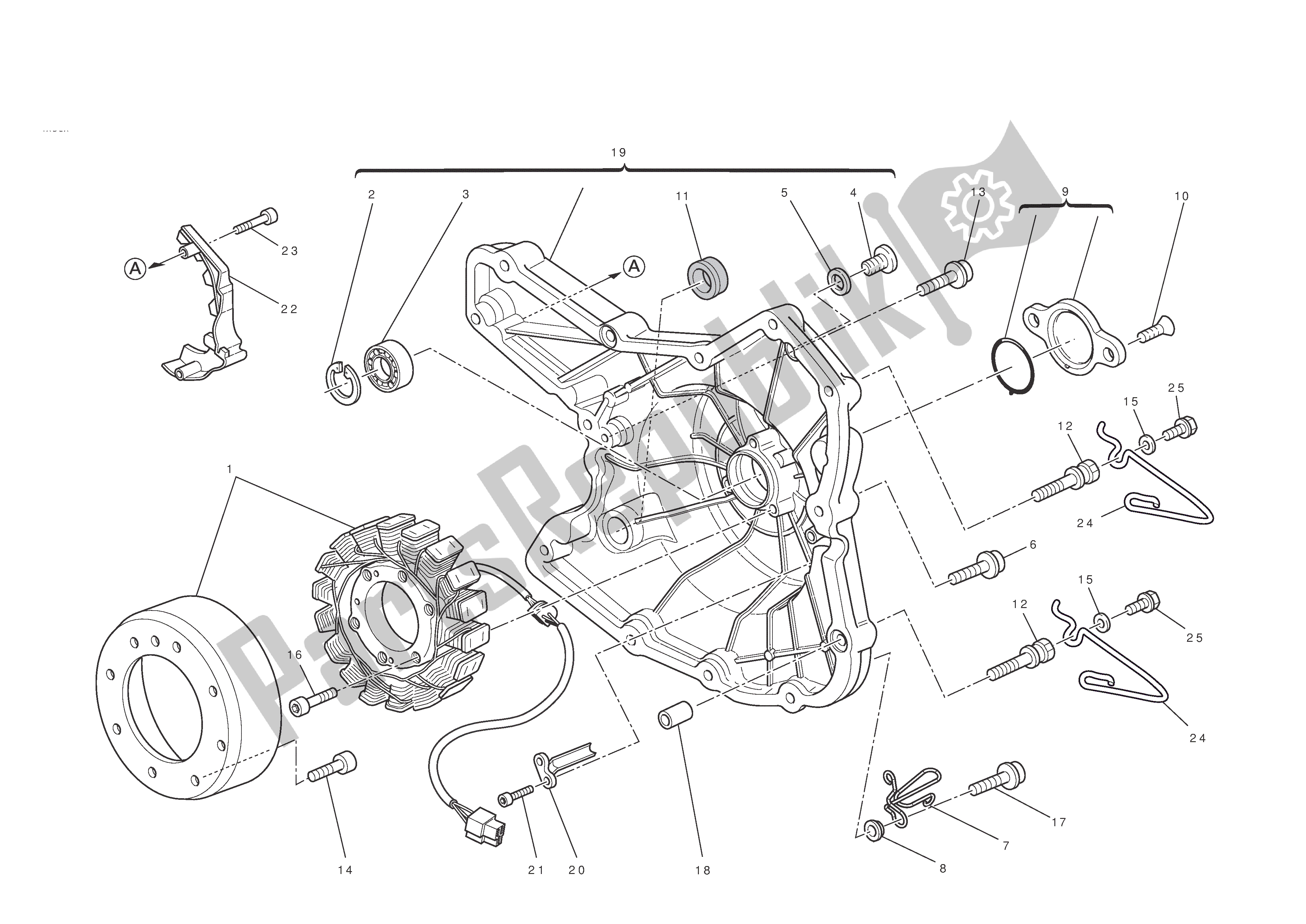 Tutte le parti per il Coperchio Carter Lato Alternatore del Ducati Hypermotard EVO SP 1100 2010