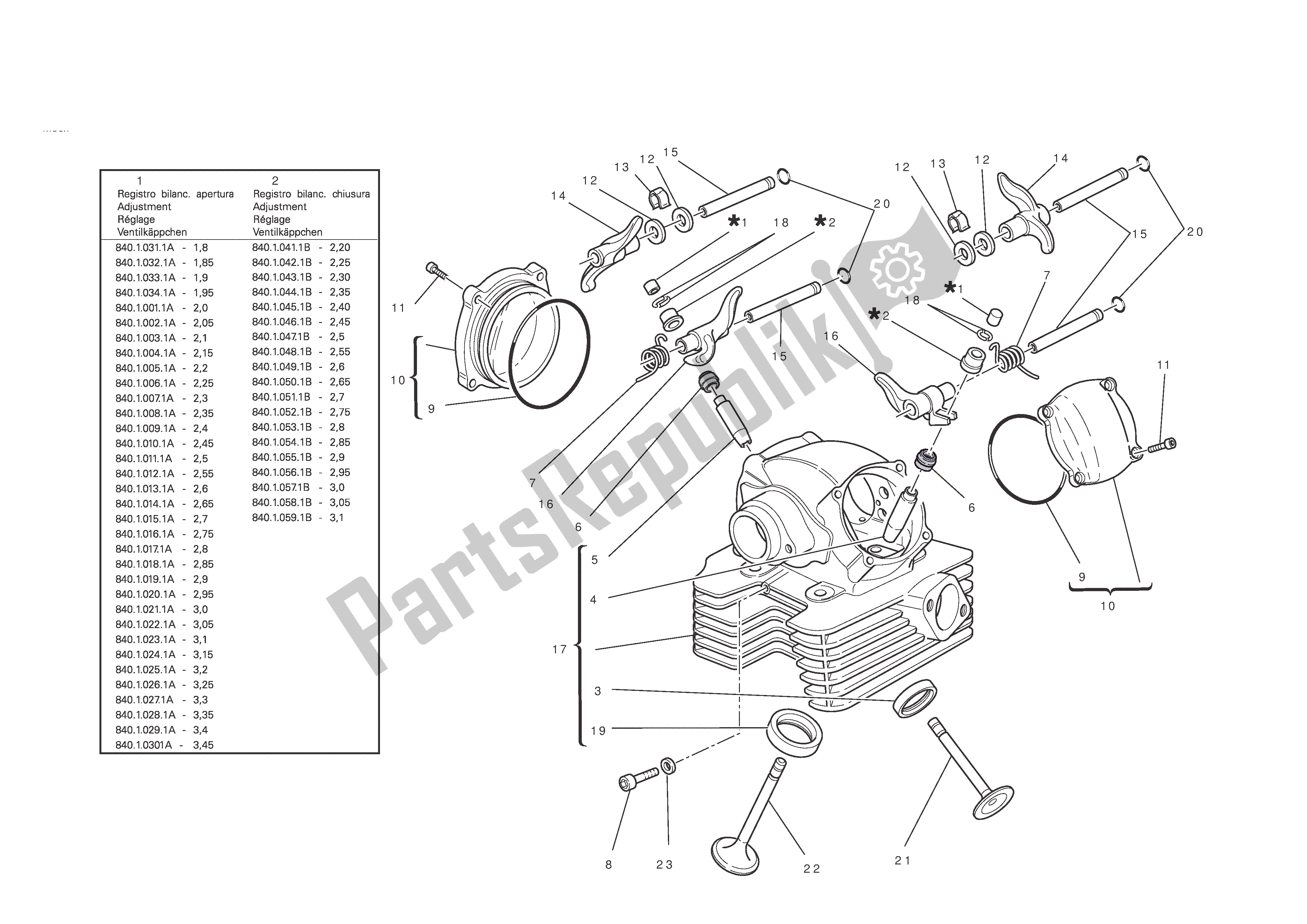 Toutes les pièces pour le Culasse Verticale du Ducati Hypermotard EVO SP 1100 2010