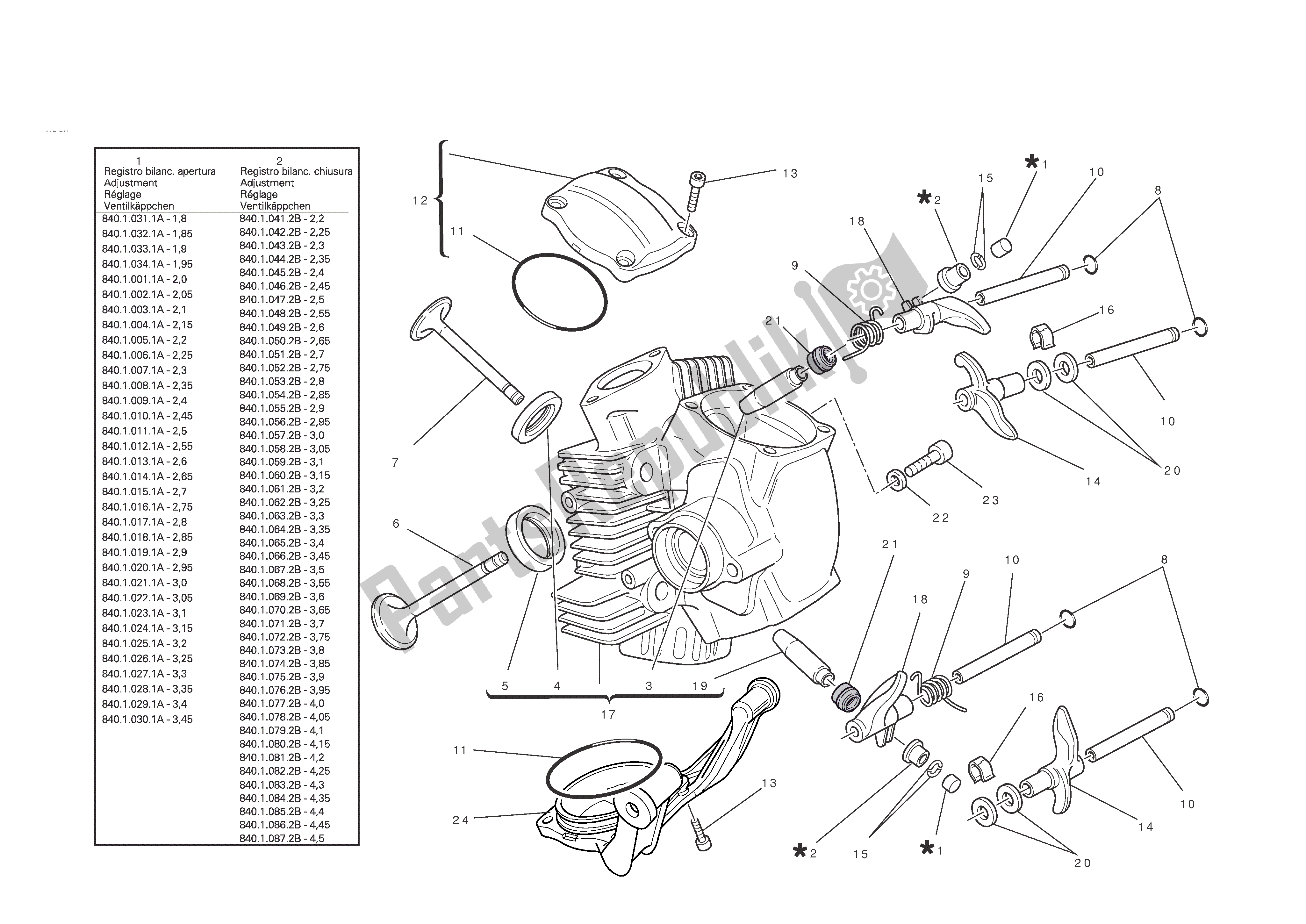 Tutte le parti per il Testata Orizzontale del Ducati Hypermotard EVO SP 1100 2010