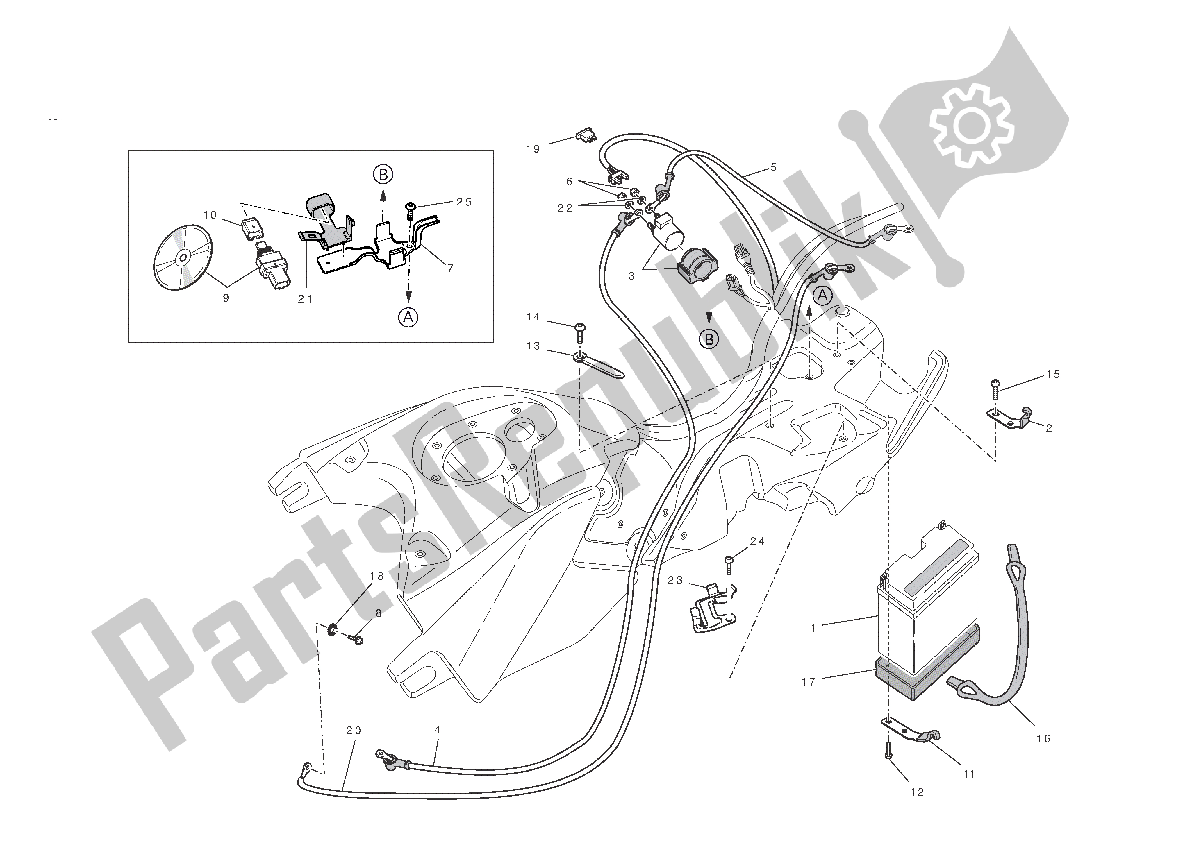 Tutte le parti per il Supporto Batteria del Ducati Hypermotard EVO SP 1100 2010