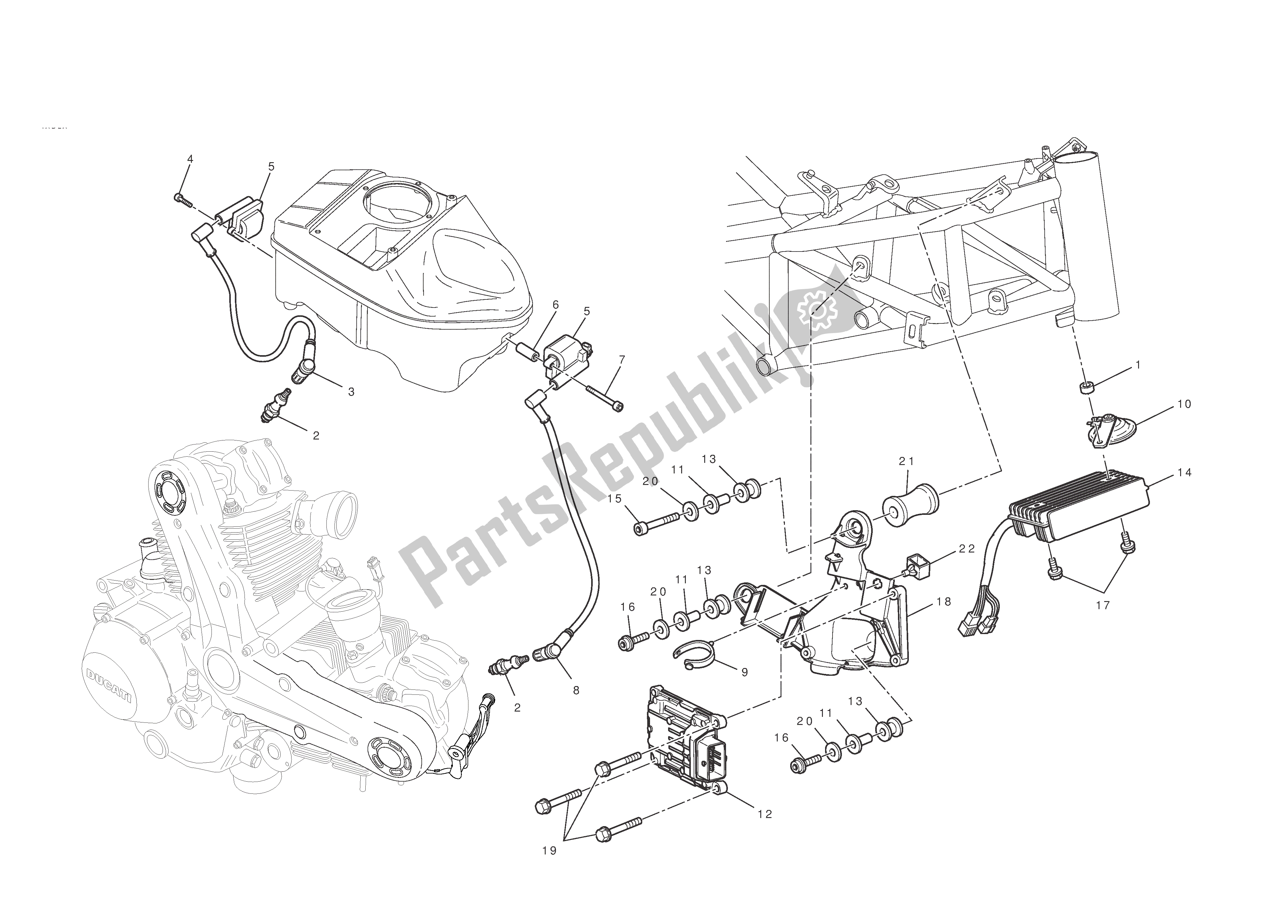 Tutte le parti per il Sistema Elettrico del Ducati Hypermotard EVO SP 1100 2010