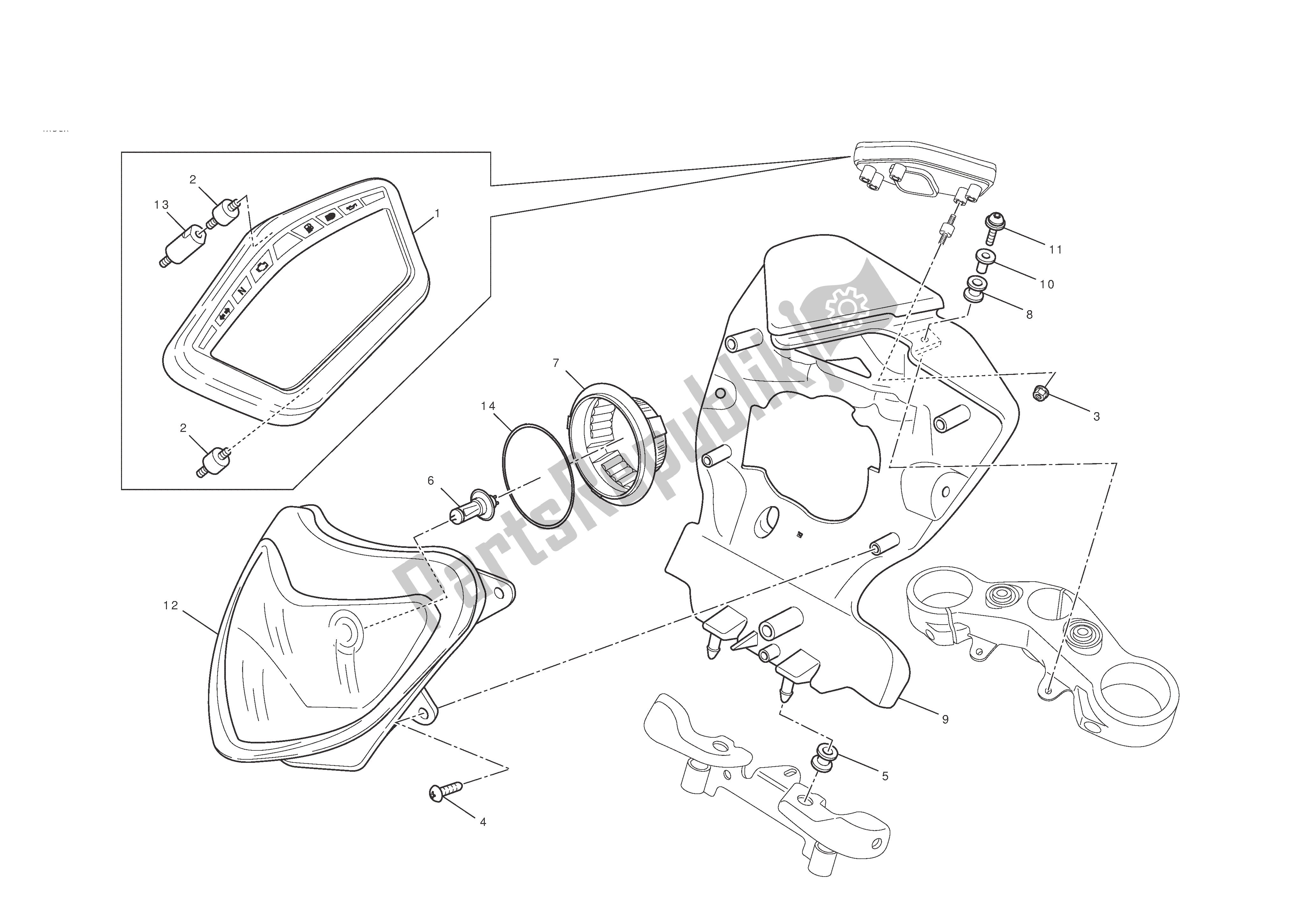 Tutte le parti per il Faro E Istr. Pannello del Ducati Hypermotard EVO SP 1100 2010