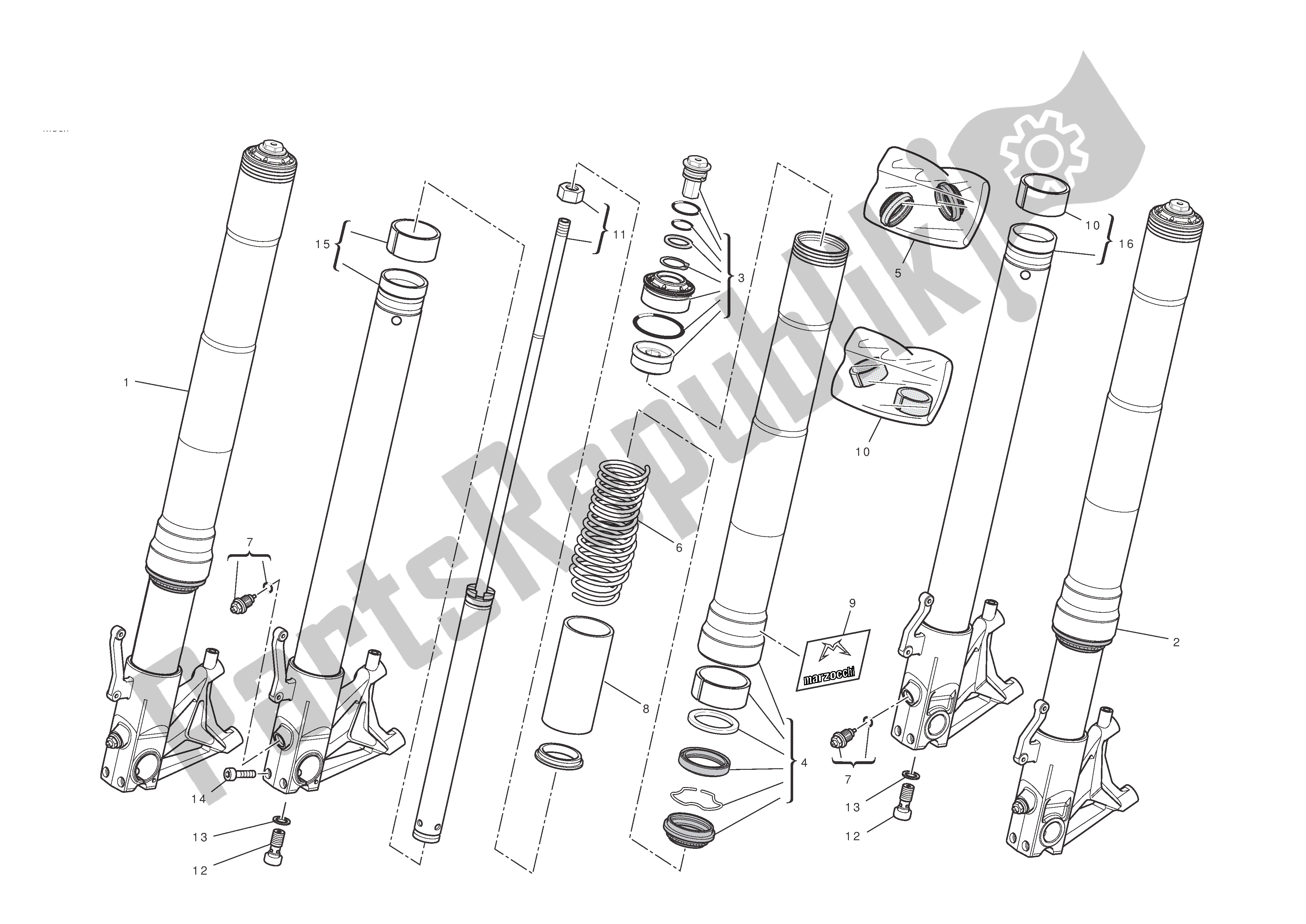 Tutte le parti per il Forcelle Anteriori del Ducati Hypermotard EVO SP 1100 2010