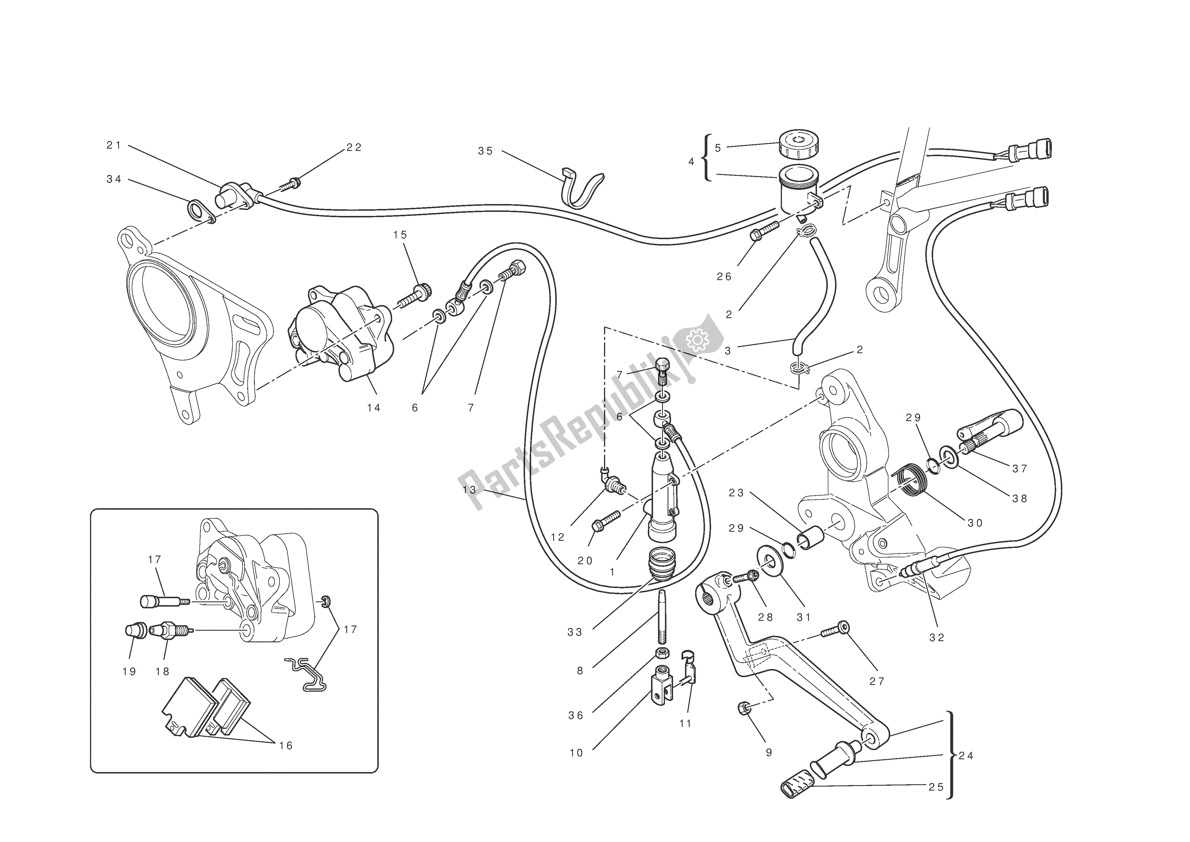Todas las partes para Freno Trasero de Ducati Hypermotard EVO SP 1100 2011