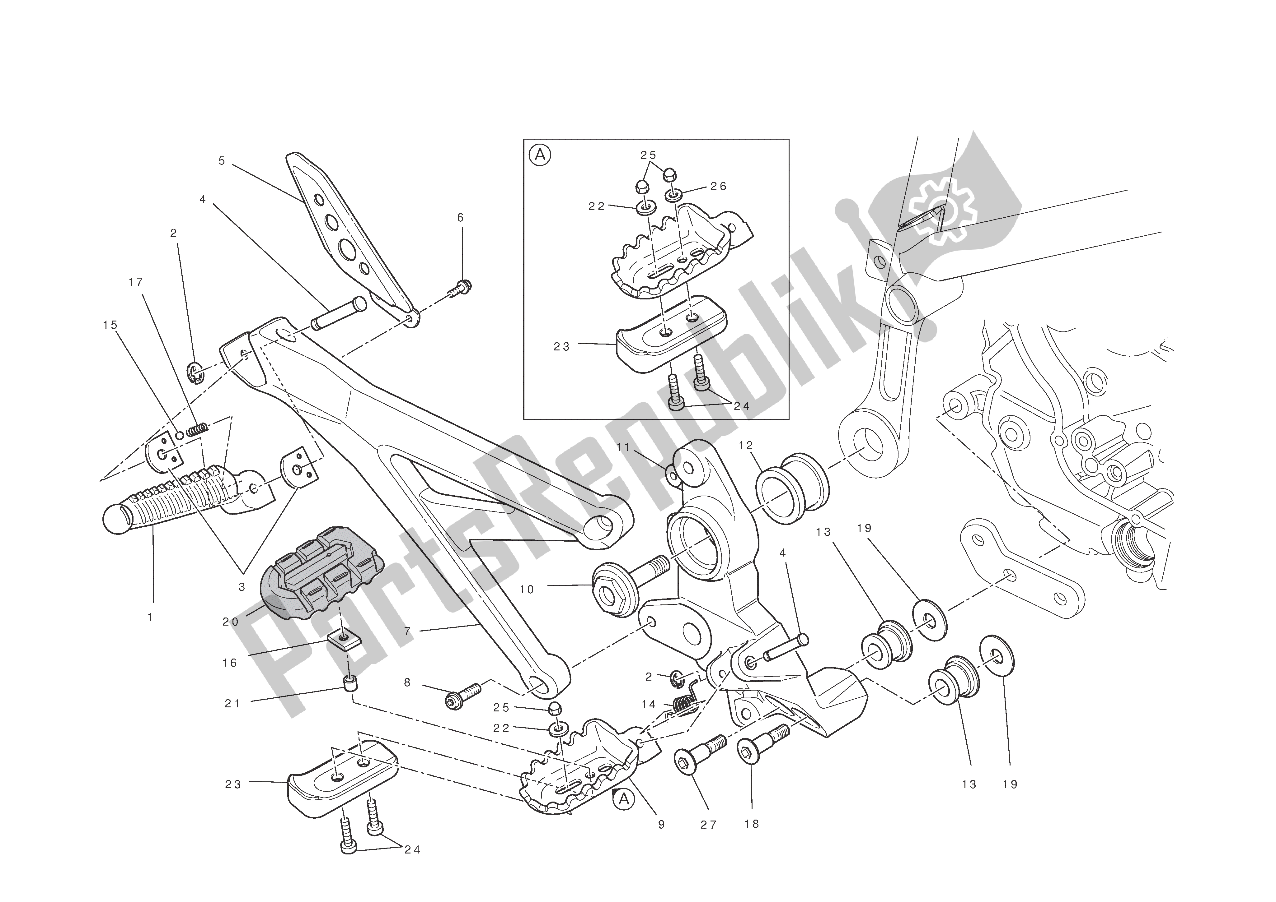 Todas las partes para Rh. Reposapiés de Ducati Hypermotard EVO SP 1100 2011