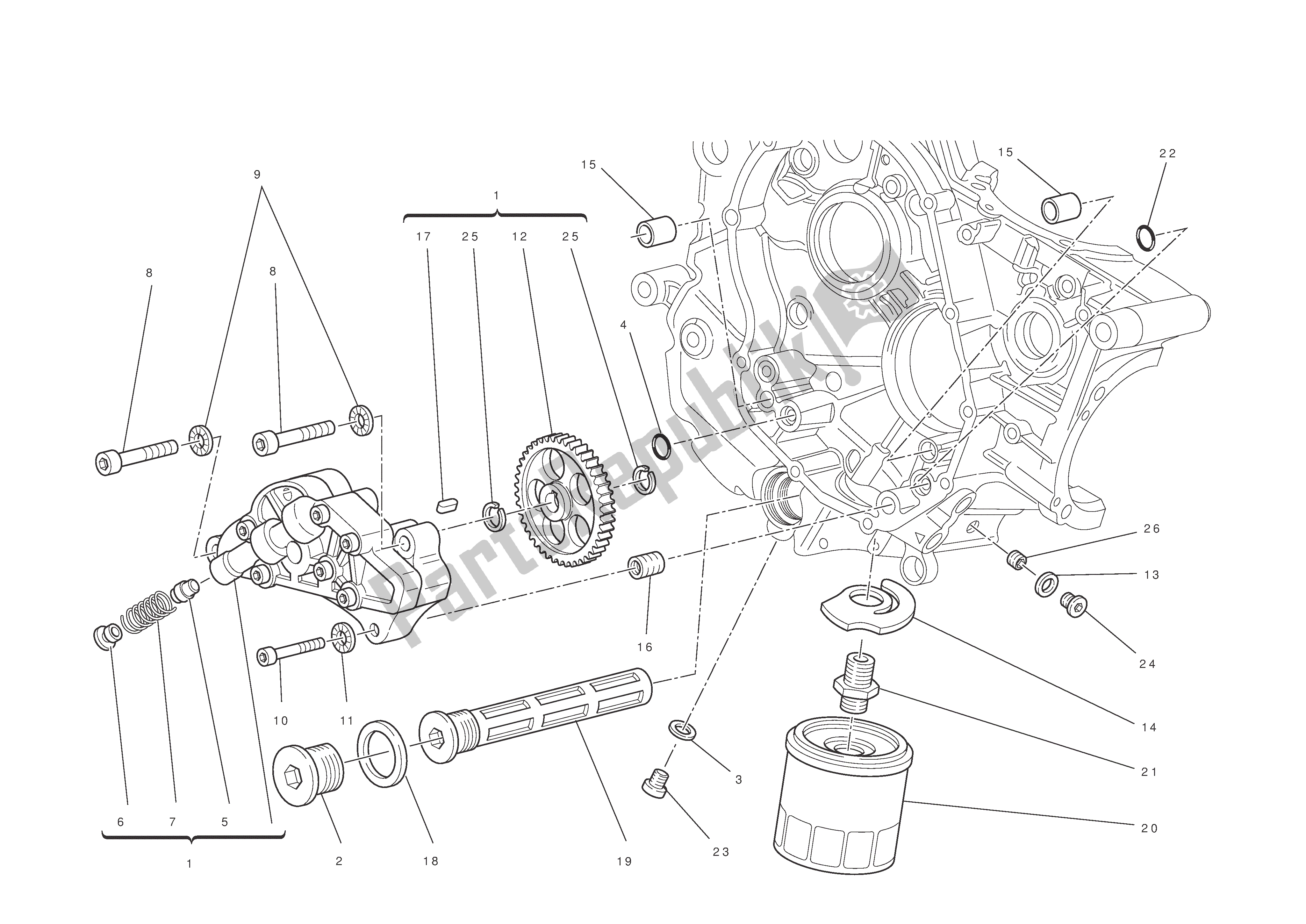 Tutte le parti per il Filtri E Pompa Dell'olio del Ducati Hypermotard EVO SP 1100 2011