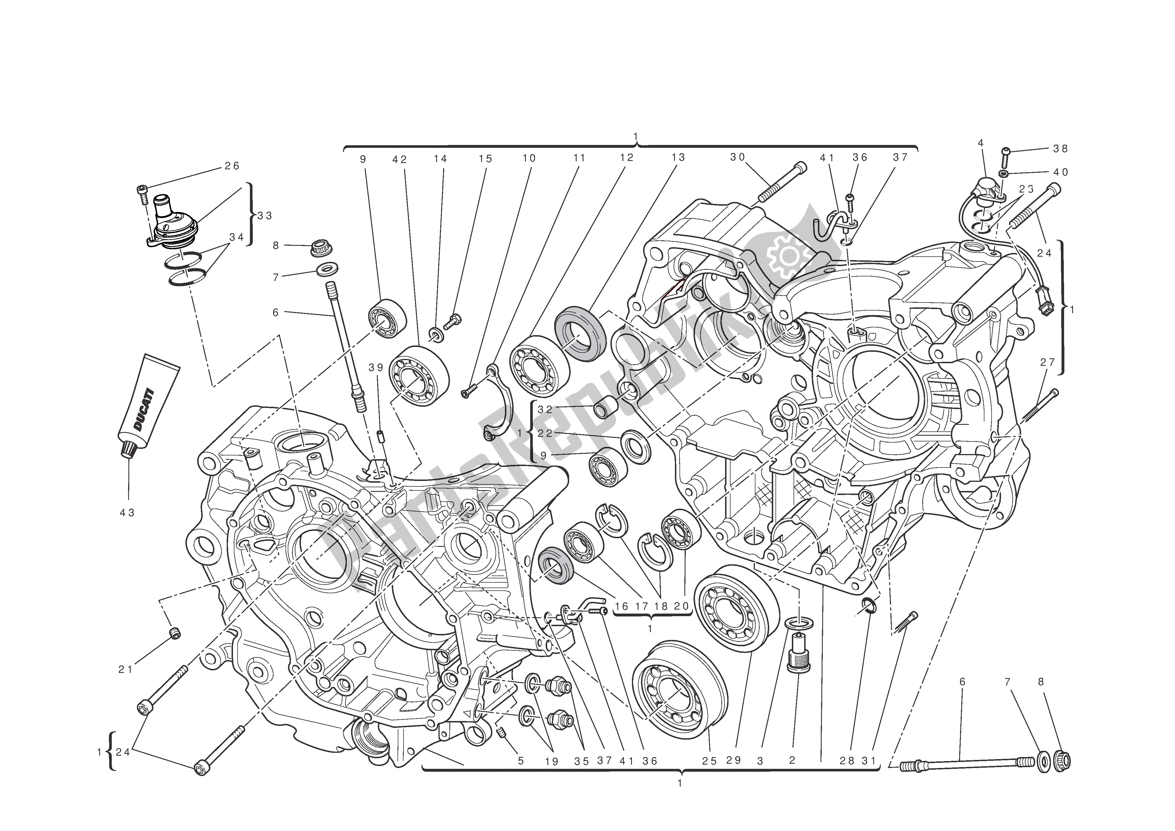 Tutte le parti per il Metà Del Carter del Ducati Hypermotard EVO SP 1100 2011