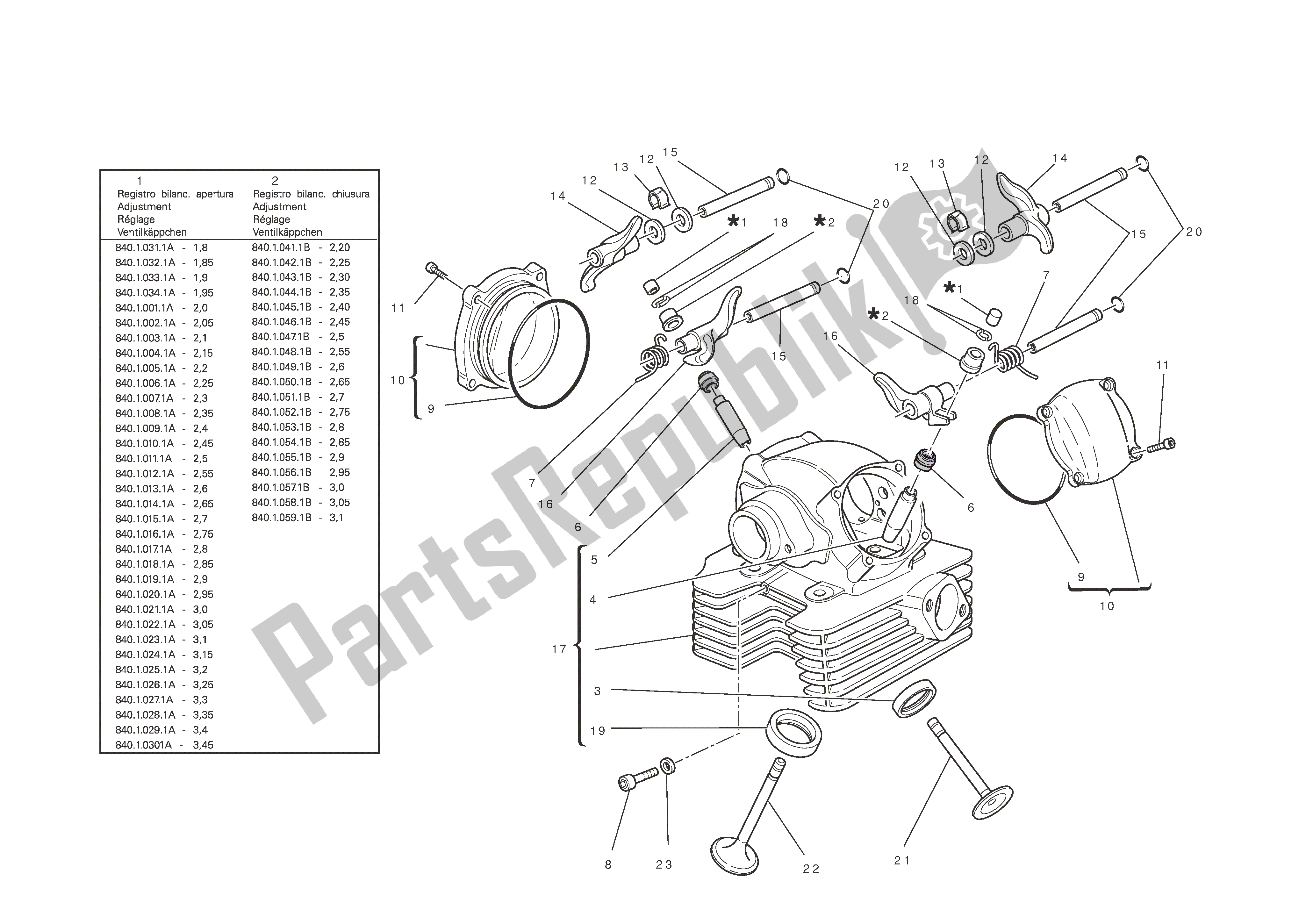 Todas las partes para Culata Vertical de Ducati Hypermotard EVO SP 1100 2011