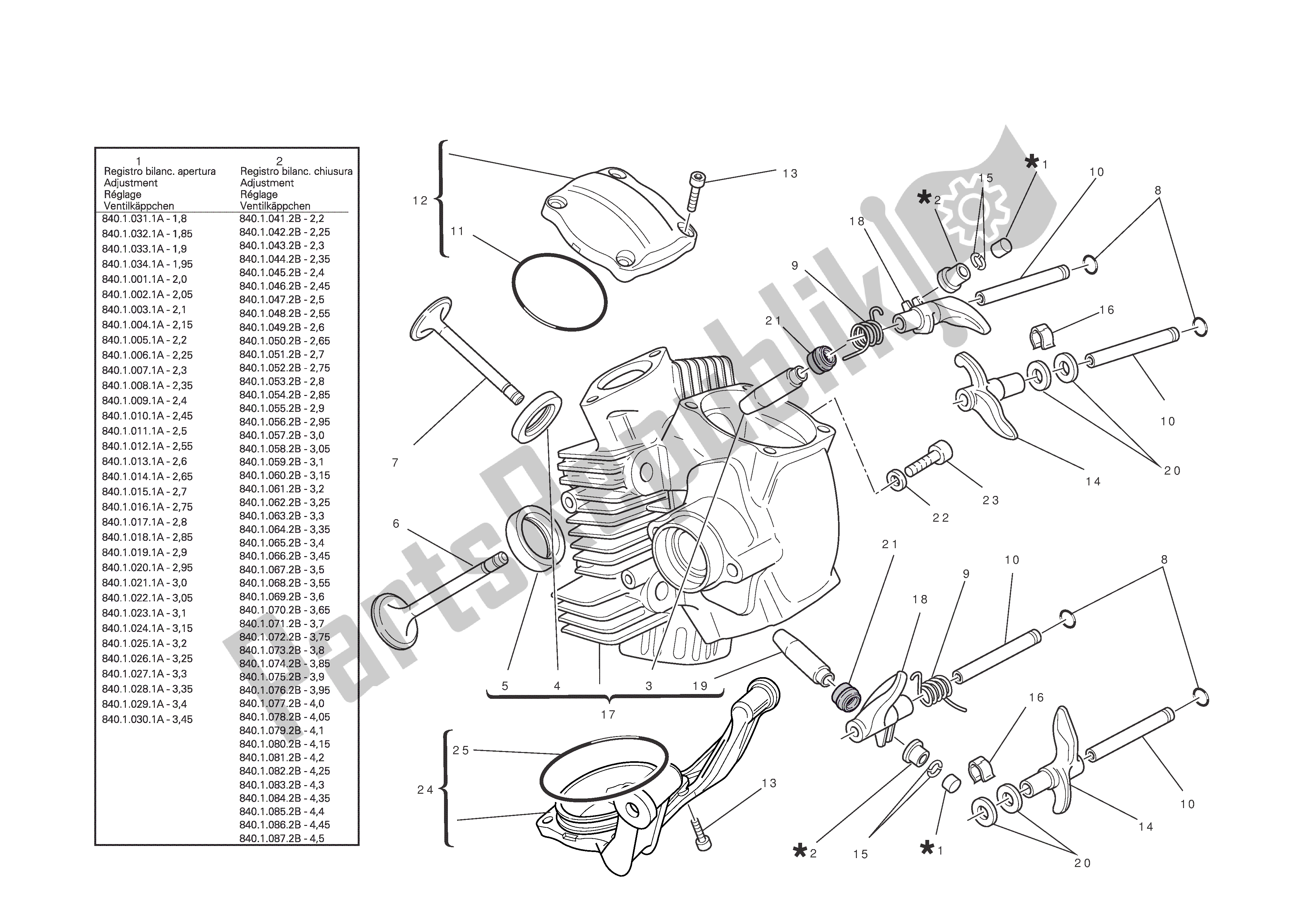 Tutte le parti per il Testata Orizzontale del Ducati Hypermotard EVO SP 1100 2011