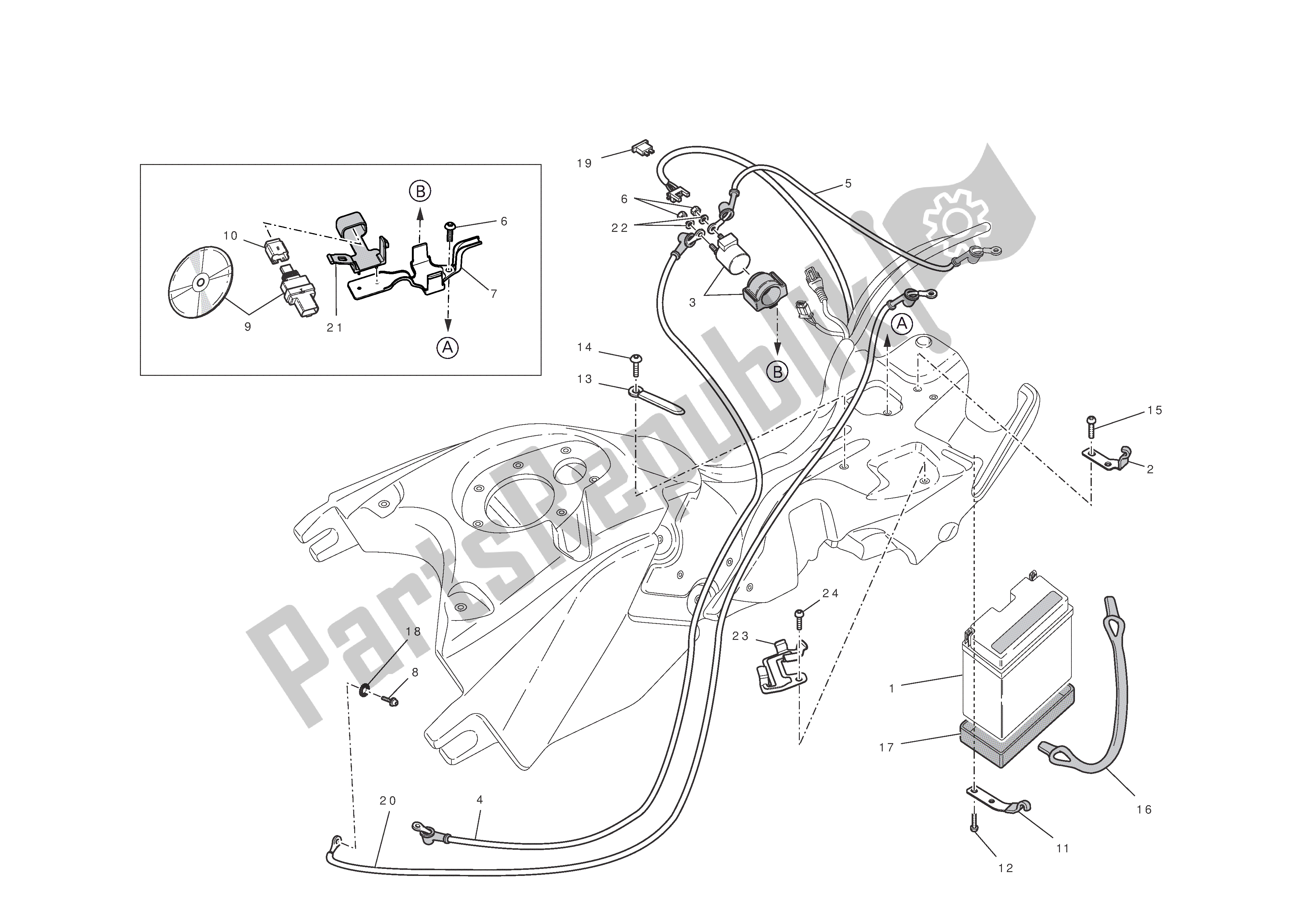 Todas las partes para Soporte De Batería de Ducati Hypermotard EVO SP 1100 2011