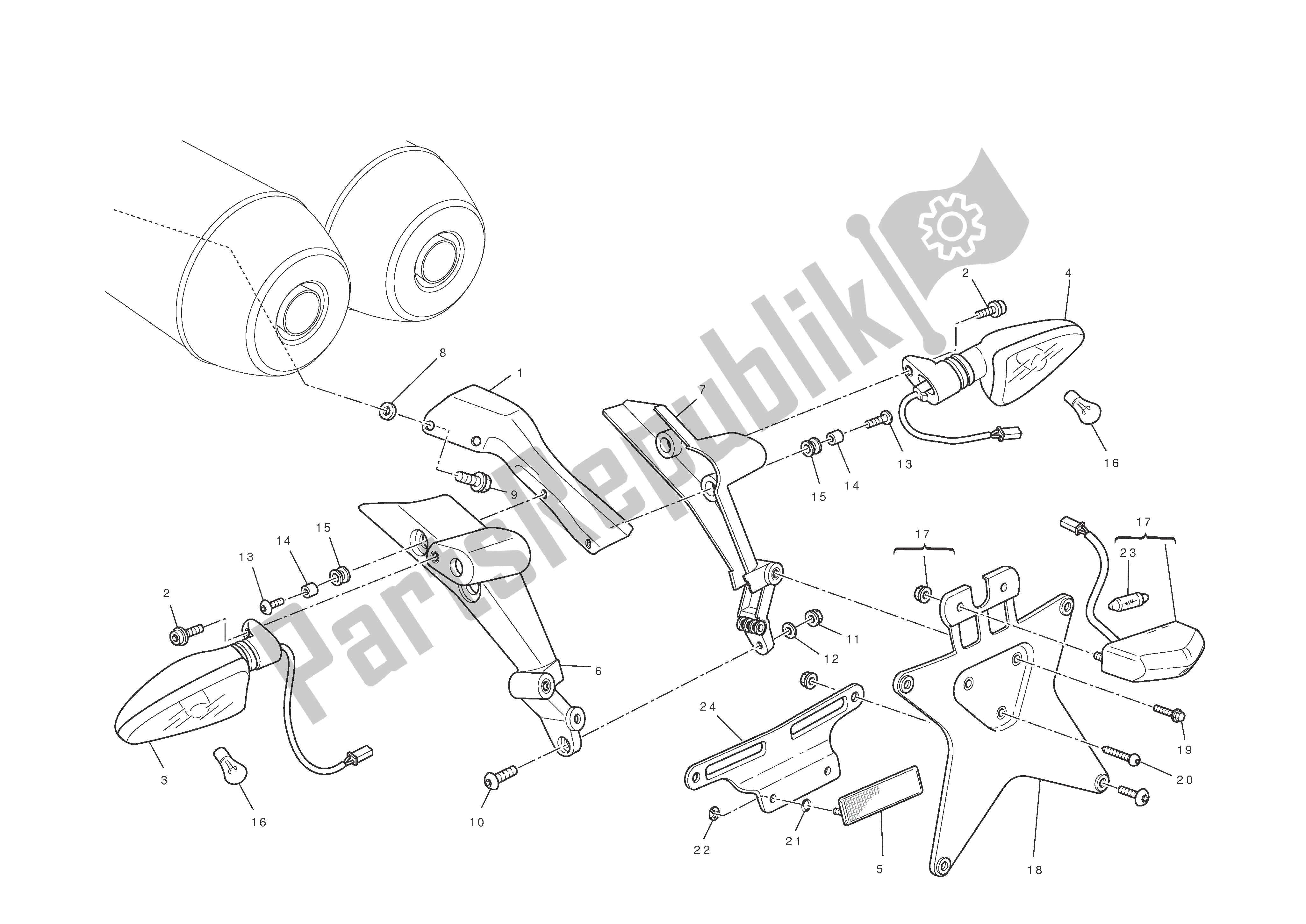 Tutte le parti per il Porta Targa del Ducati Hypermotard EVO SP 1100 2011