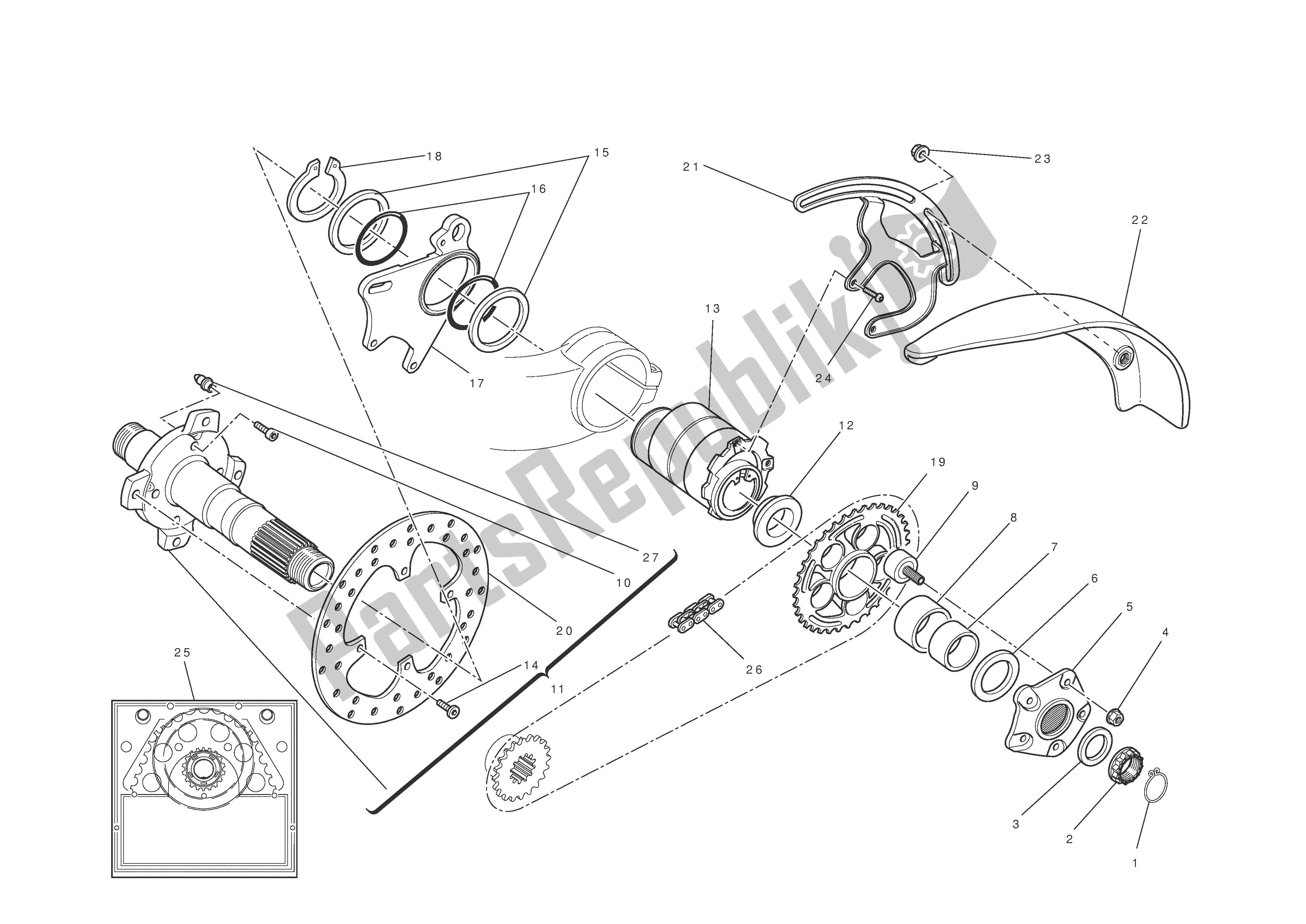 Todas las partes para Eje De La Rueda Trasera de Ducati Hypermotard EVO SP 1100 2011