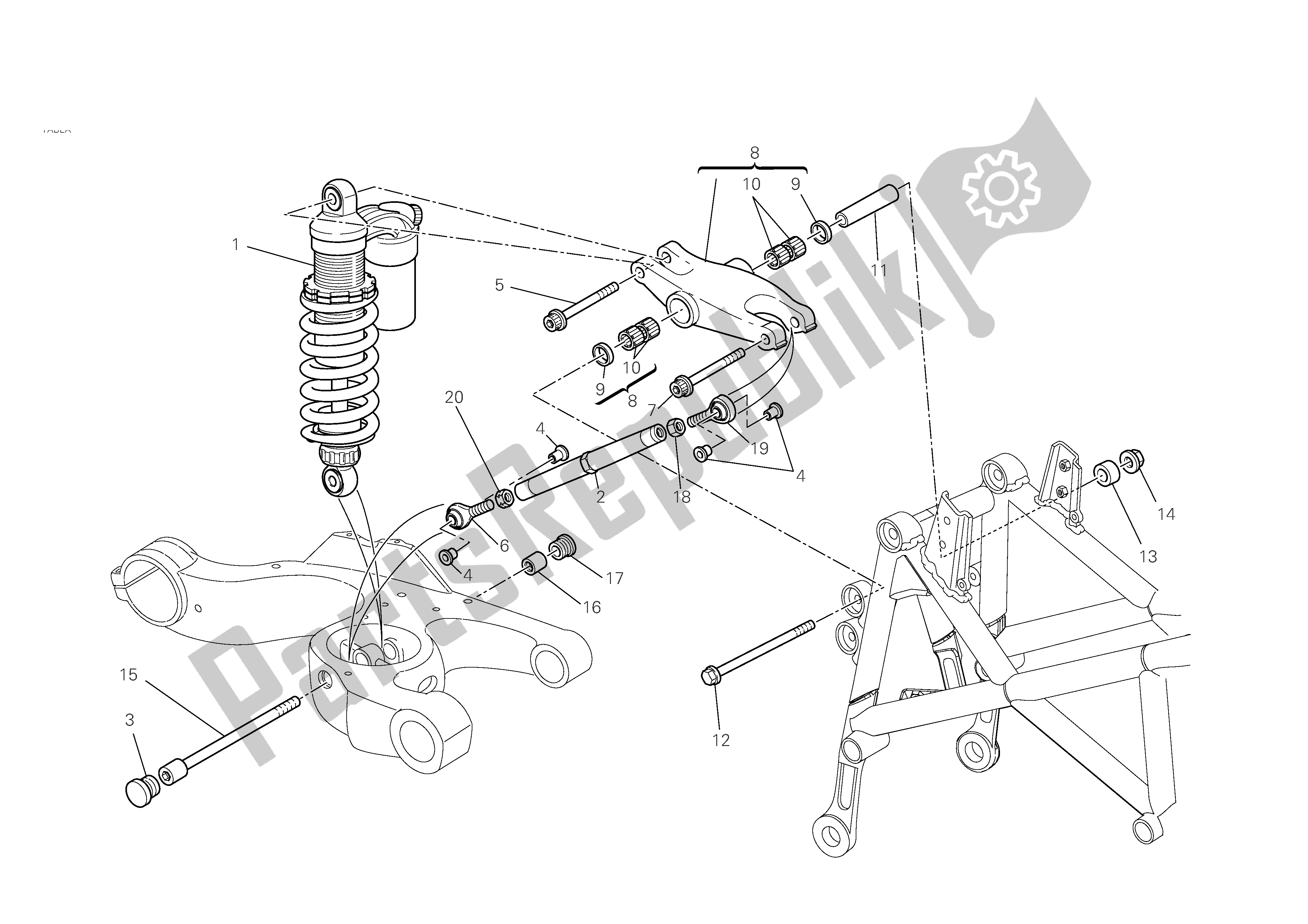 Todas las partes para Suspensión Trasera de Ducati Hypermotard S 1100 2008