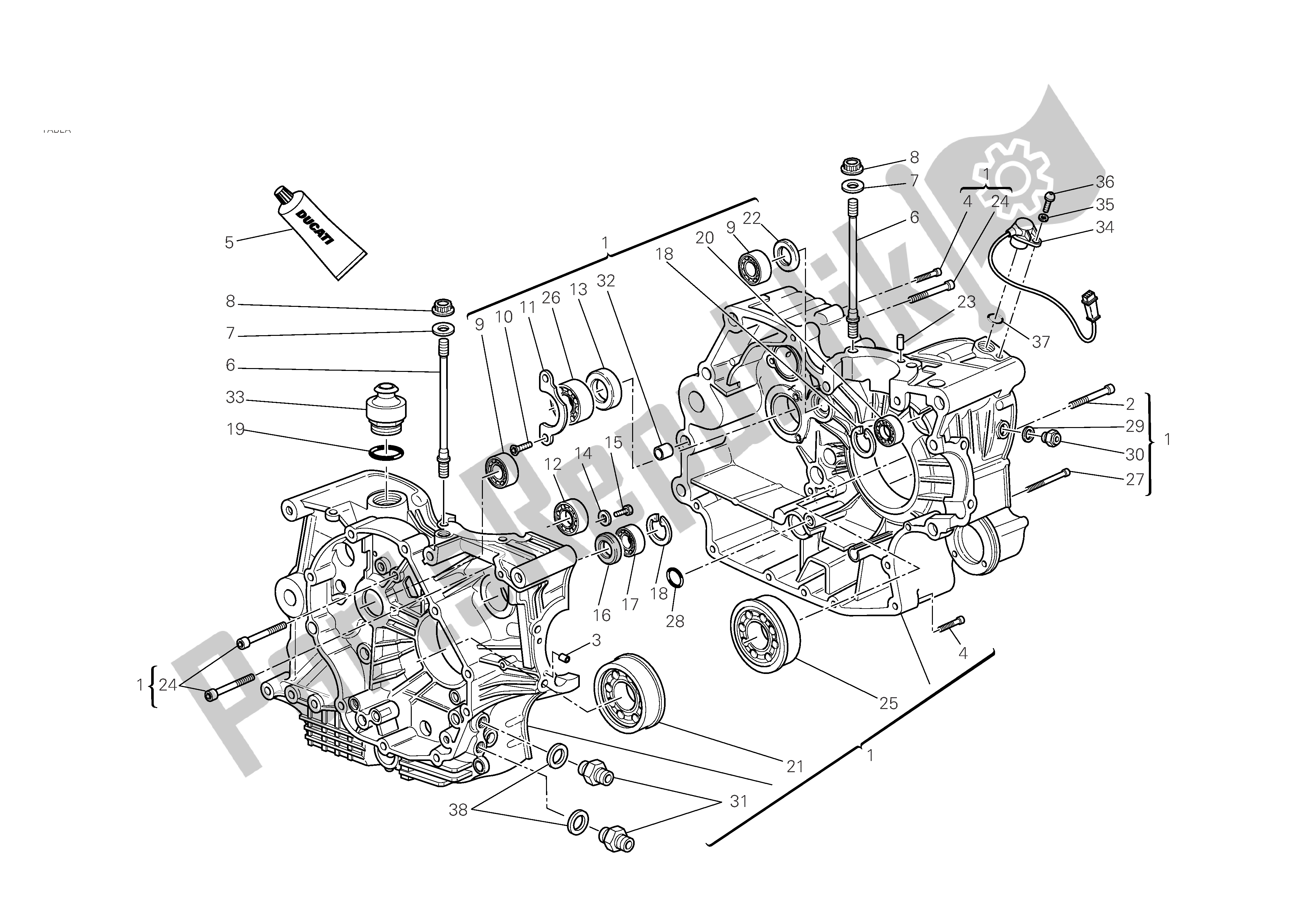 Tutte le parti per il Metà Del Carter del Ducati Hypermotard S 1100 2008