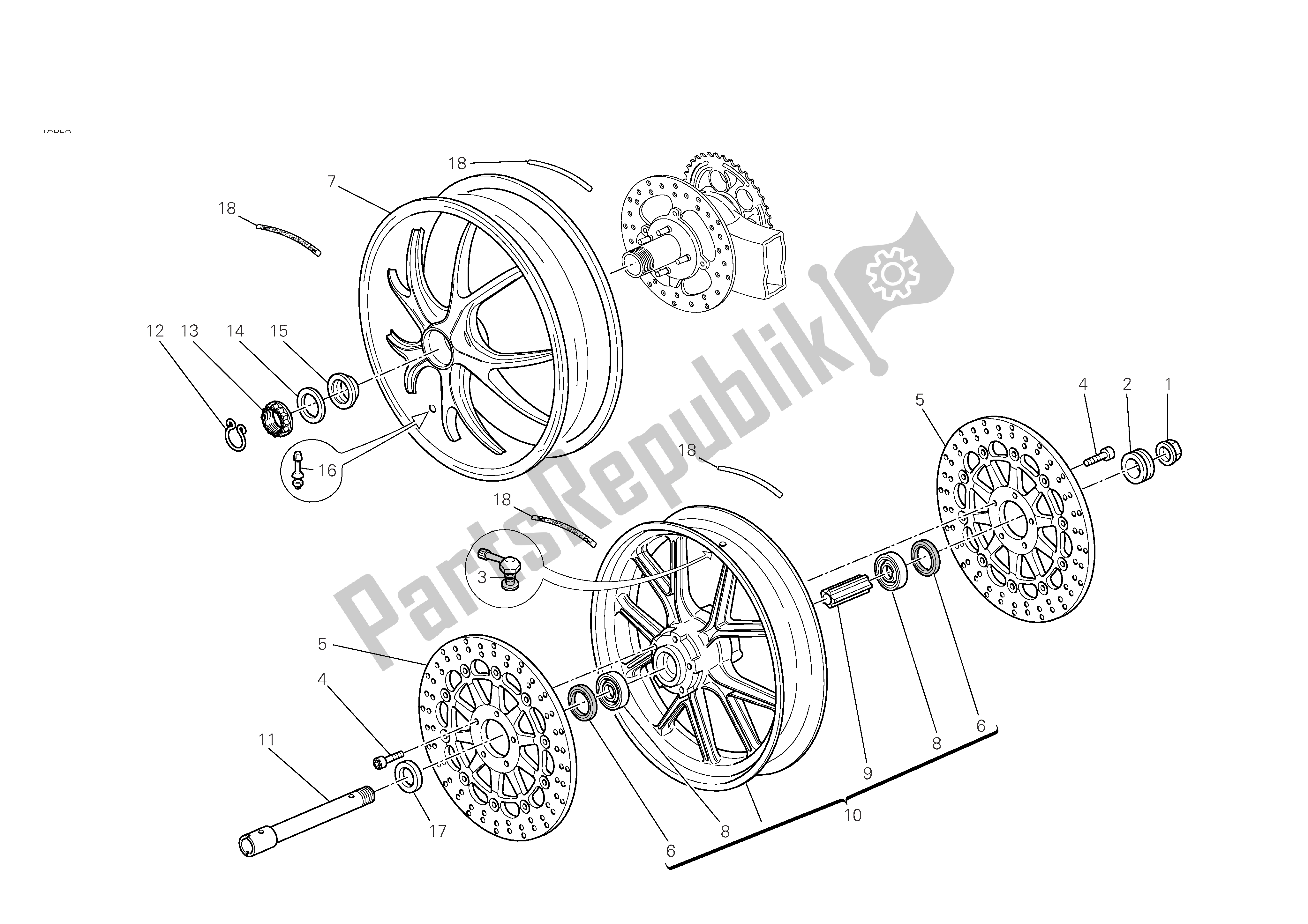 Tutte le parti per il Ruote Anteriori E Posteriori del Ducati Hypermotard S 1100 2008