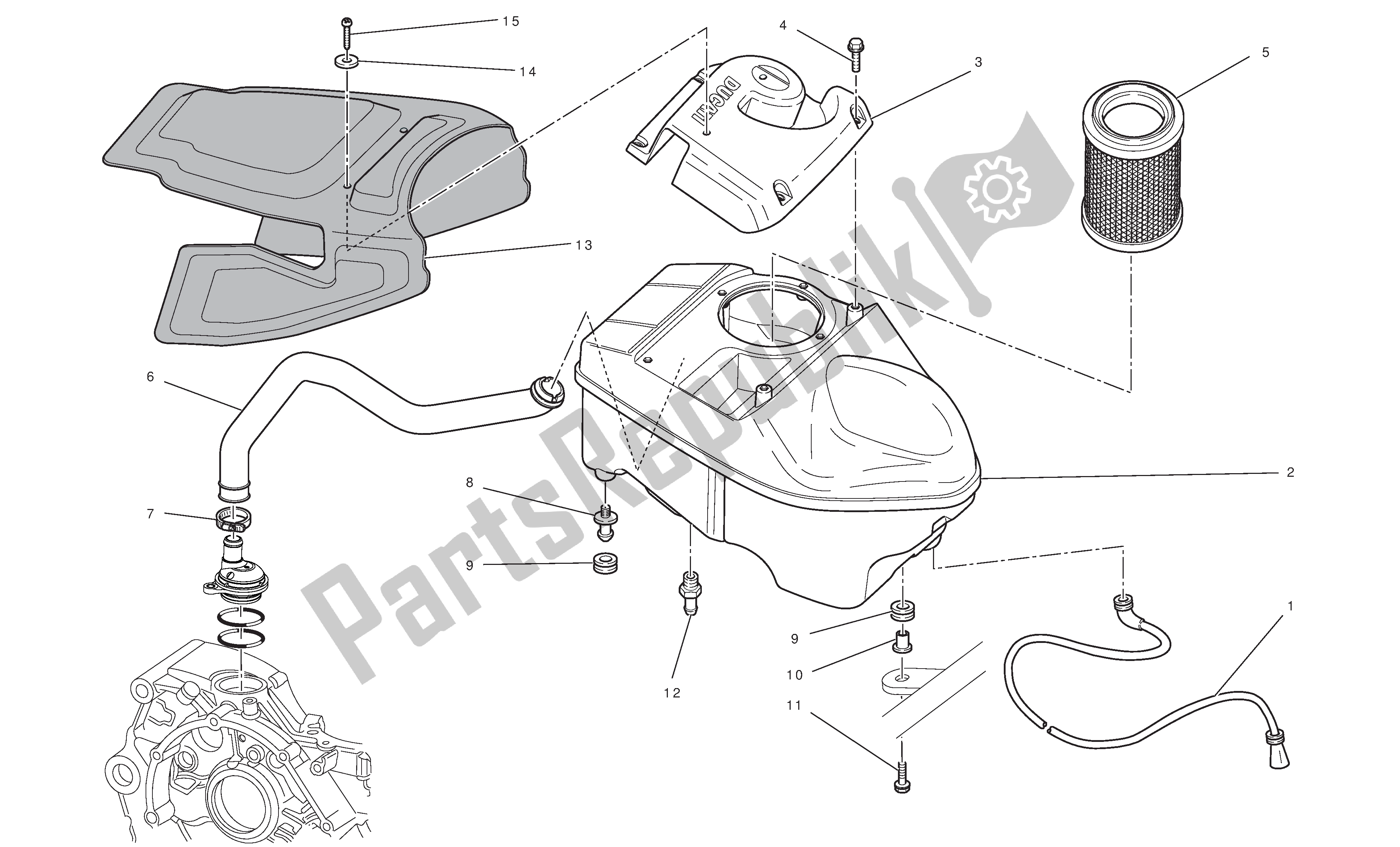 Todas las partes para Toma De Aire - Respiradero De Aceite de Ducati Hypermotard 796 2010