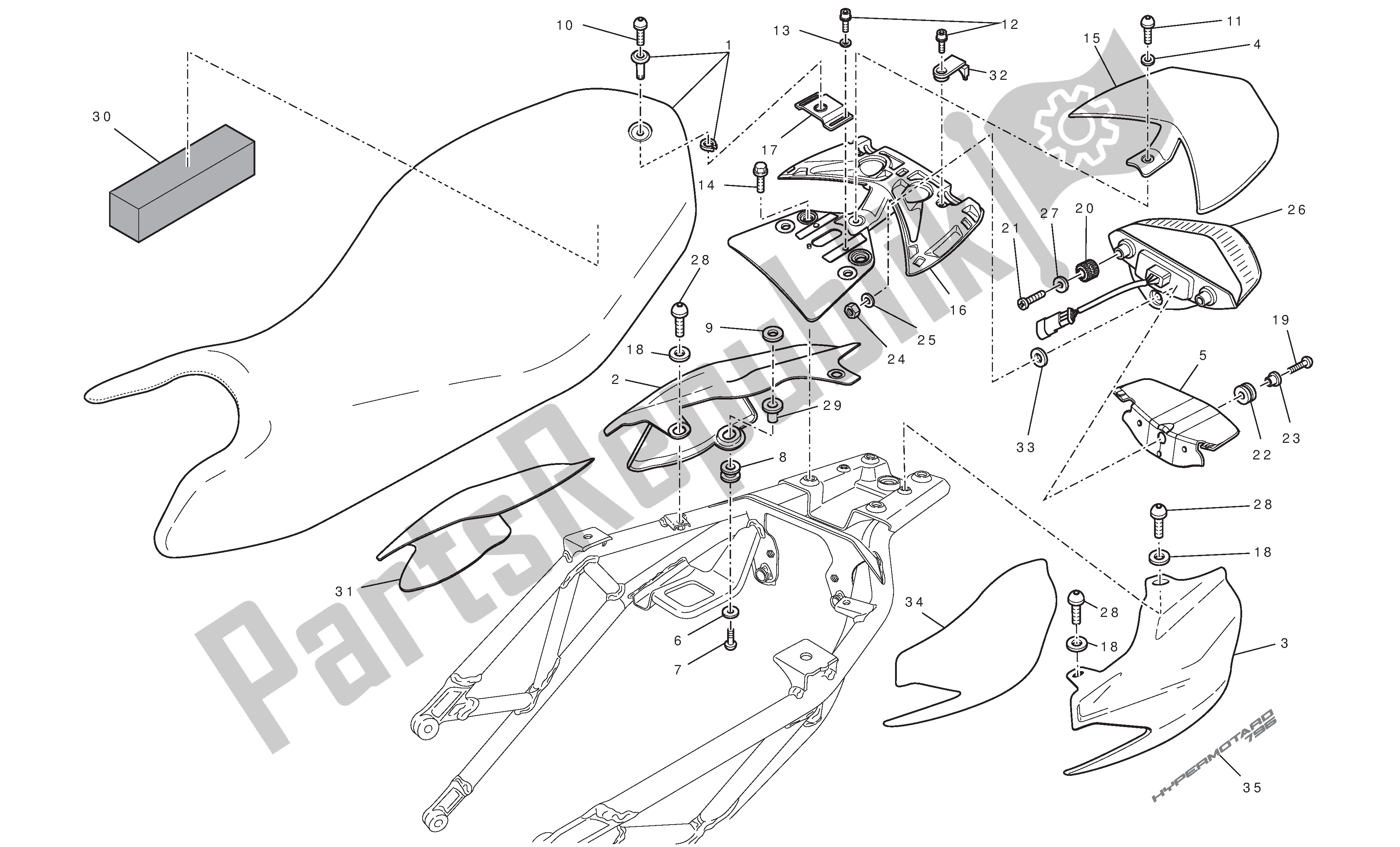 Todas las partes para Asiento - Luz Trasera de Ducati Hypermotard 796 2010