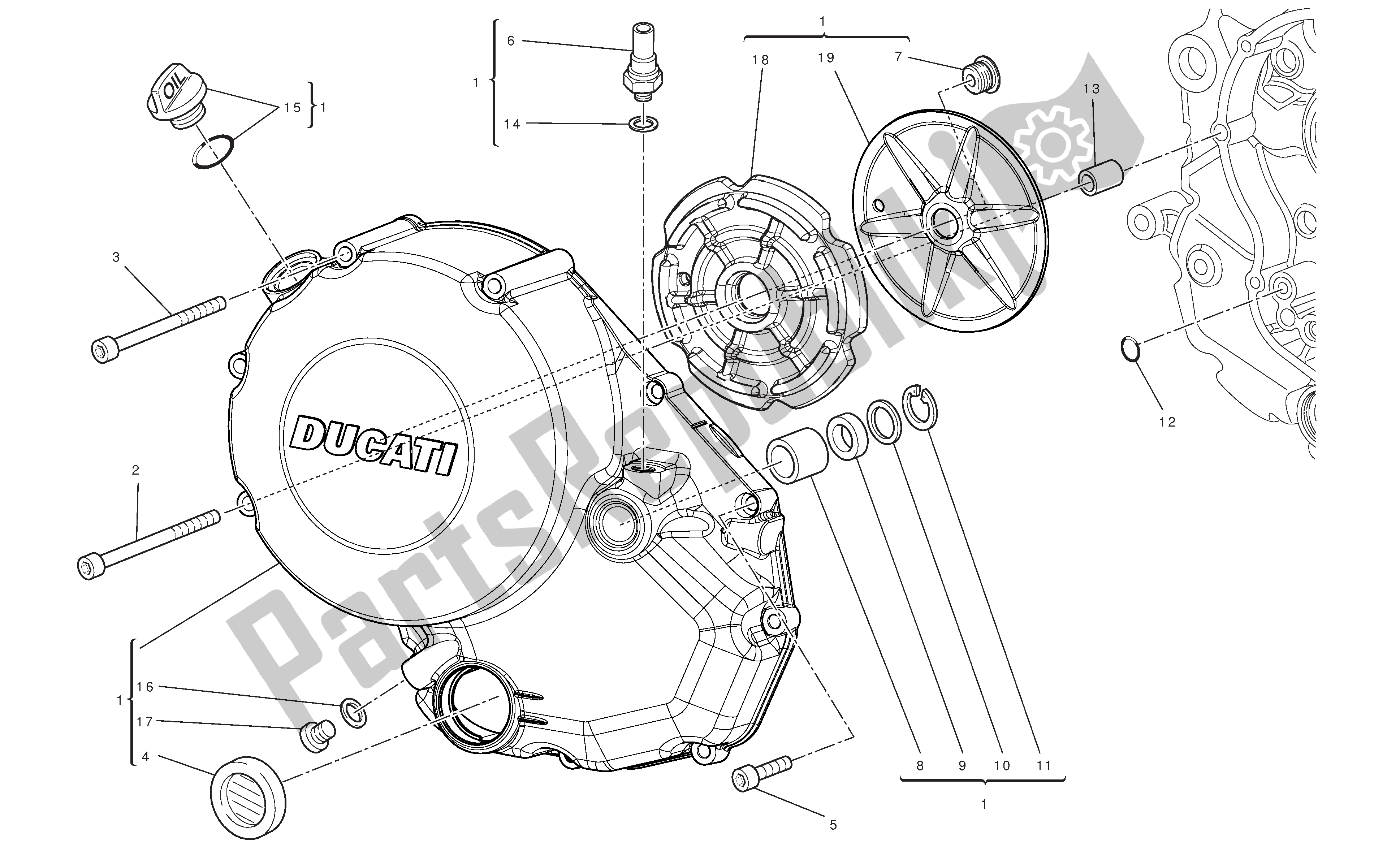 Tutte le parti per il Coperchio Frizione del Ducati Hypermotard 796 2010