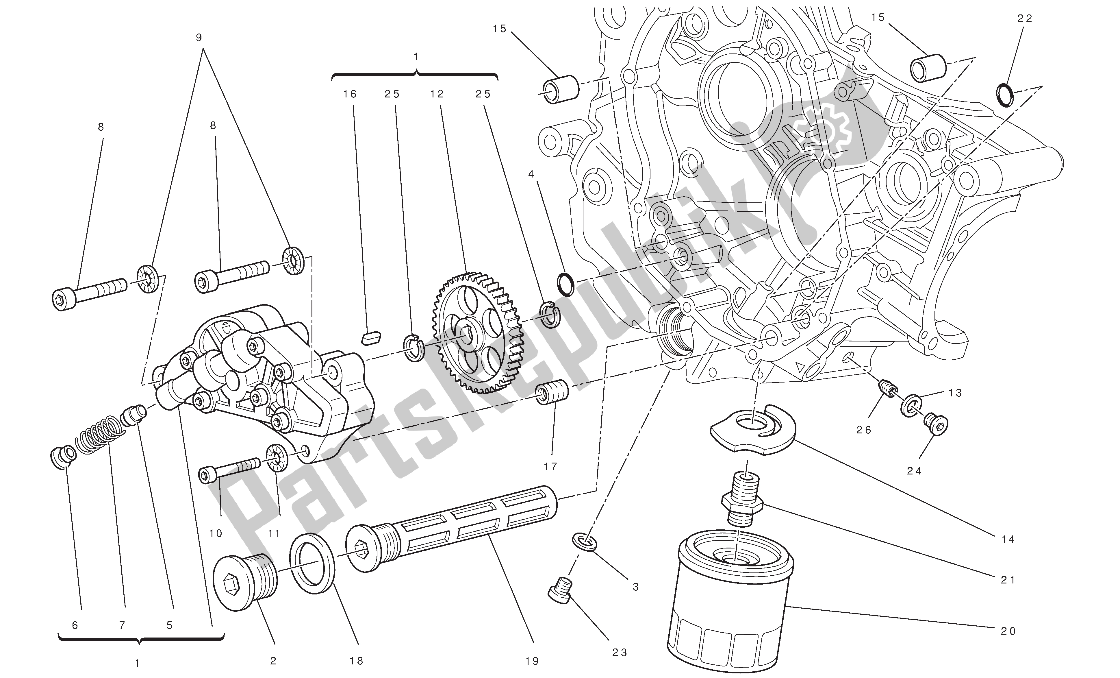 Todas las partes para Filtros Y Bomba De Aceite de Ducati Hypermotard 796 2010