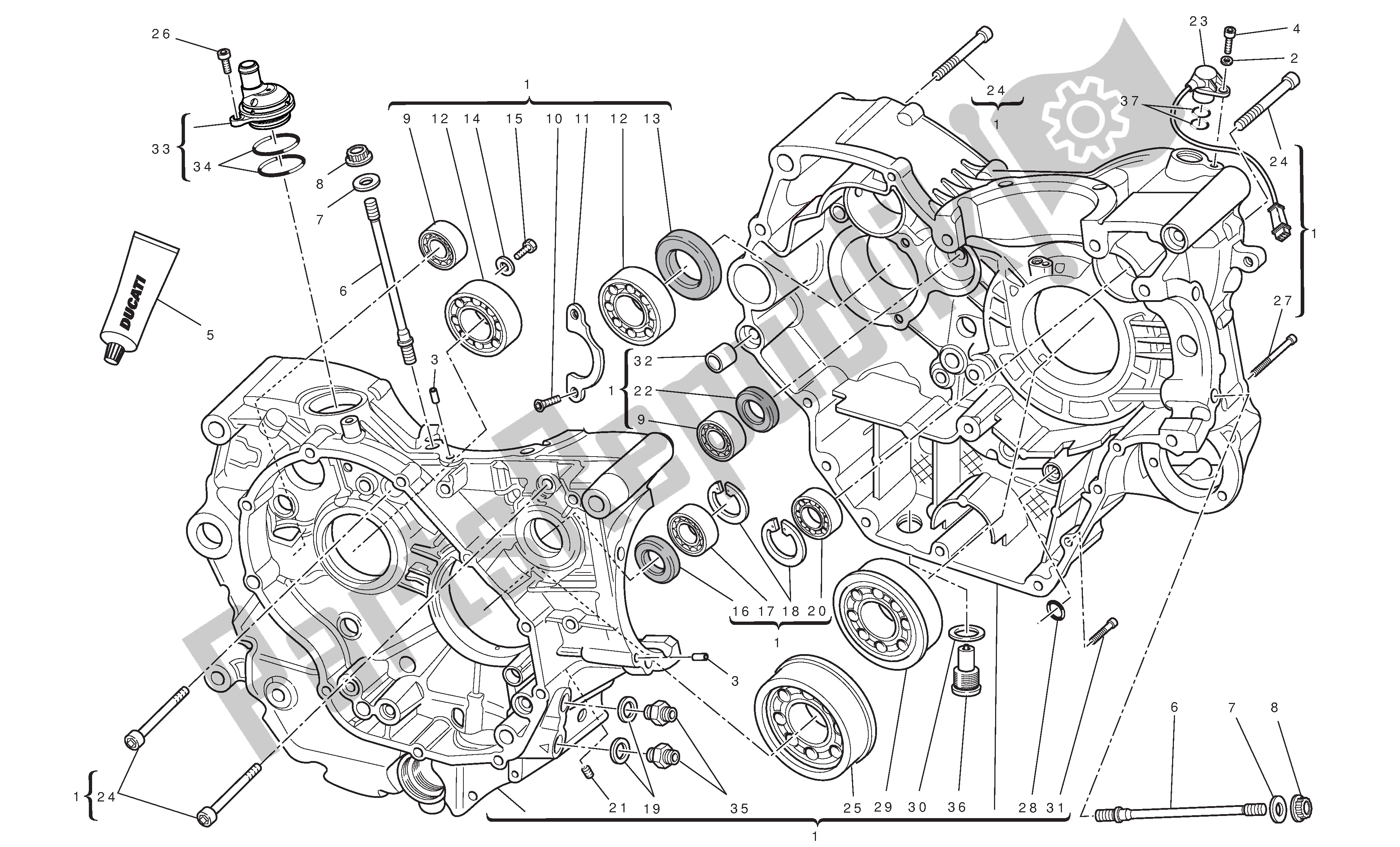 Tutte le parti per il Metà Del Carter del Ducati Hypermotard 796 2010