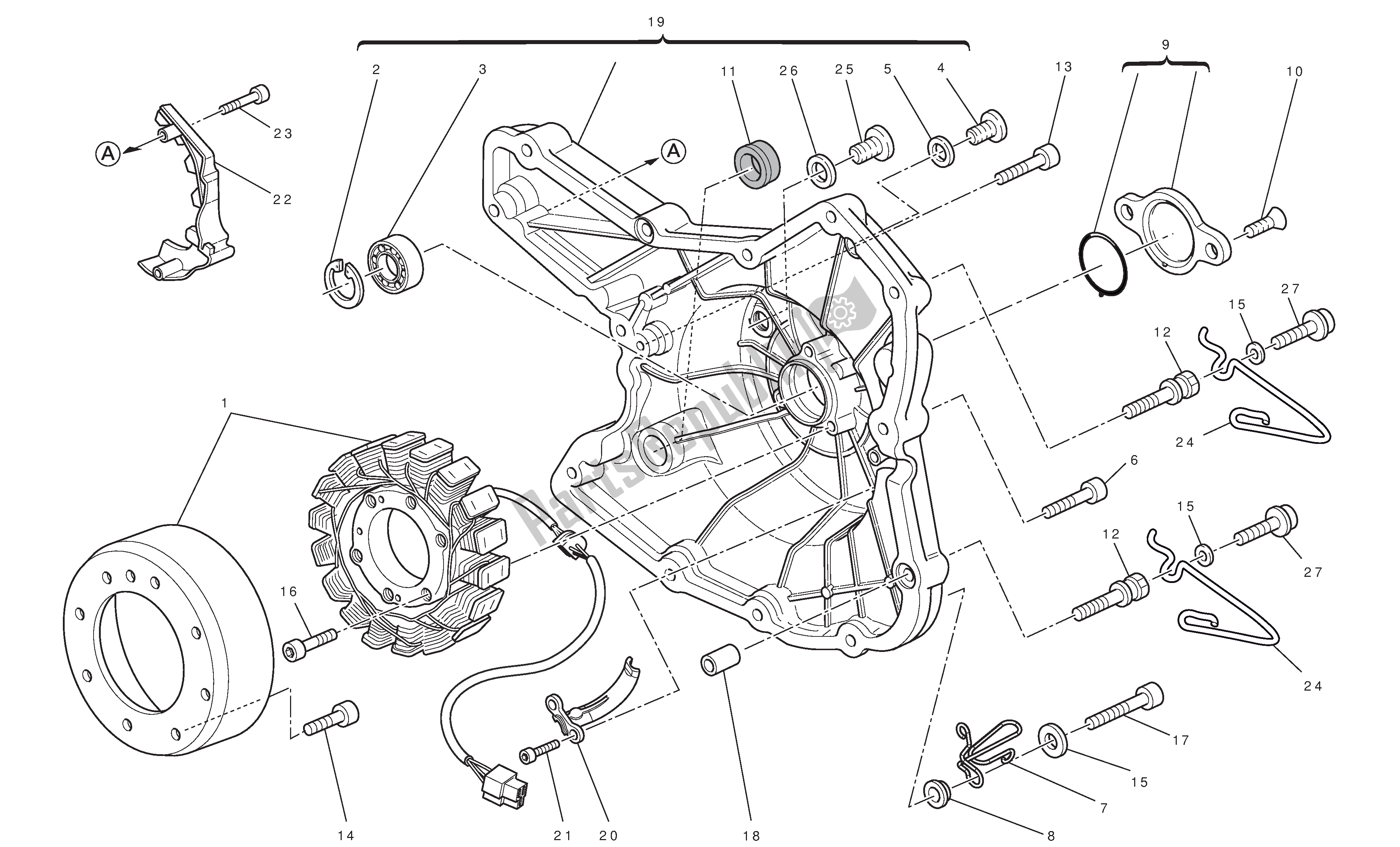 Todas las partes para Tapa Alternador de Ducati Hypermotard 796 2010