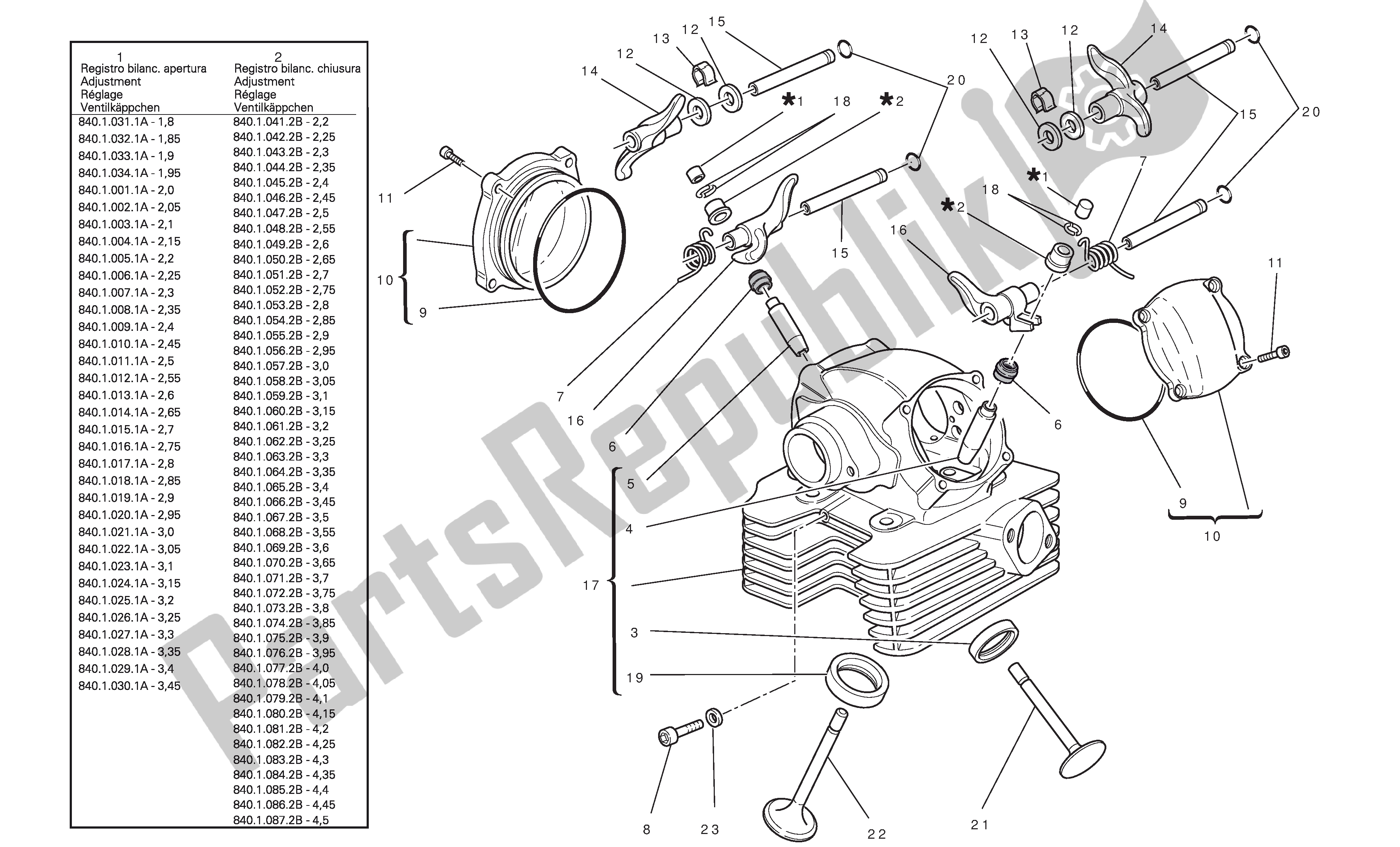 Tutte le parti per il Testata Verticale del Ducati Hypermotard 796 2010