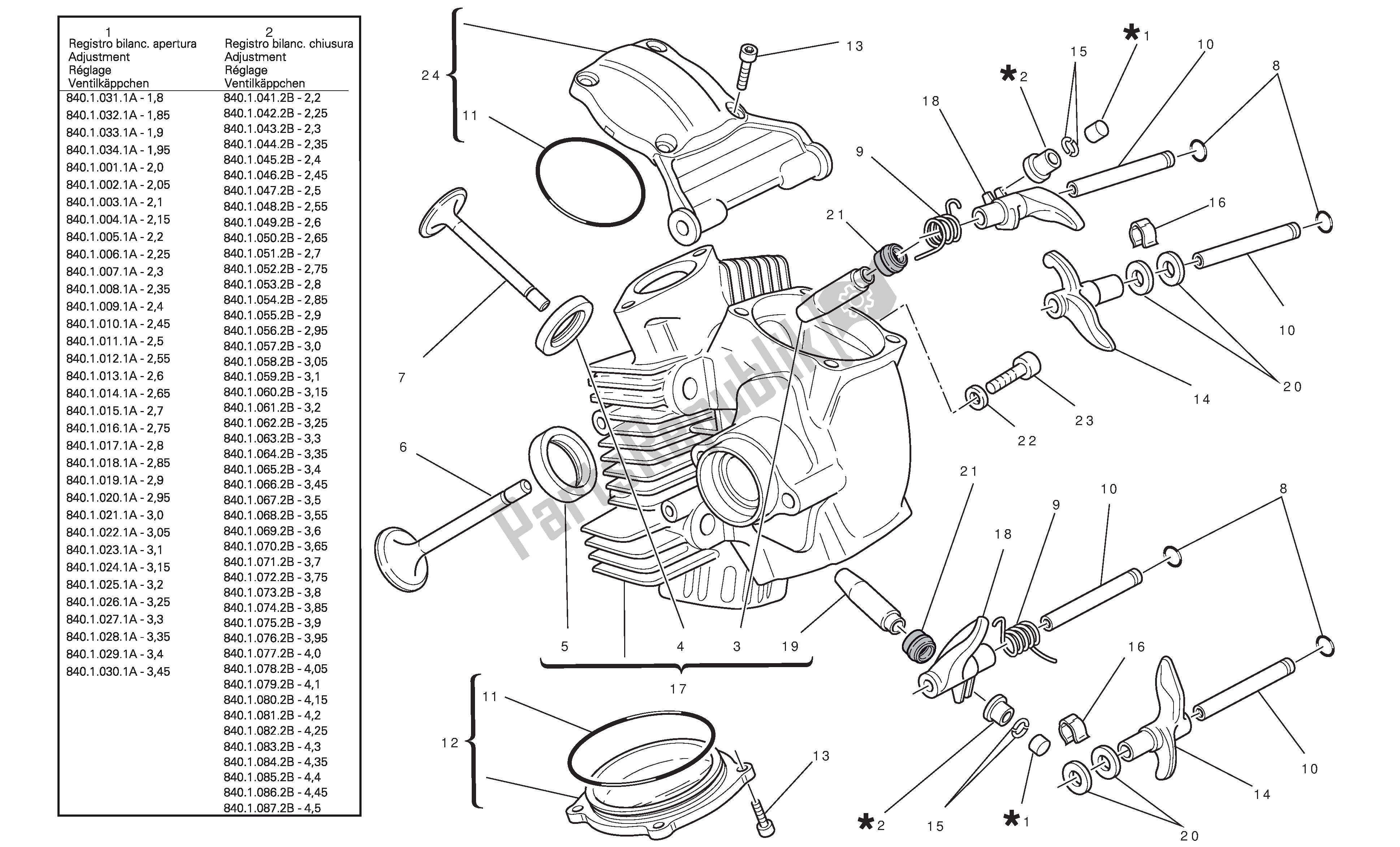 Tutte le parti per il Testa Orizzontale del Ducati Hypermotard 796 2010