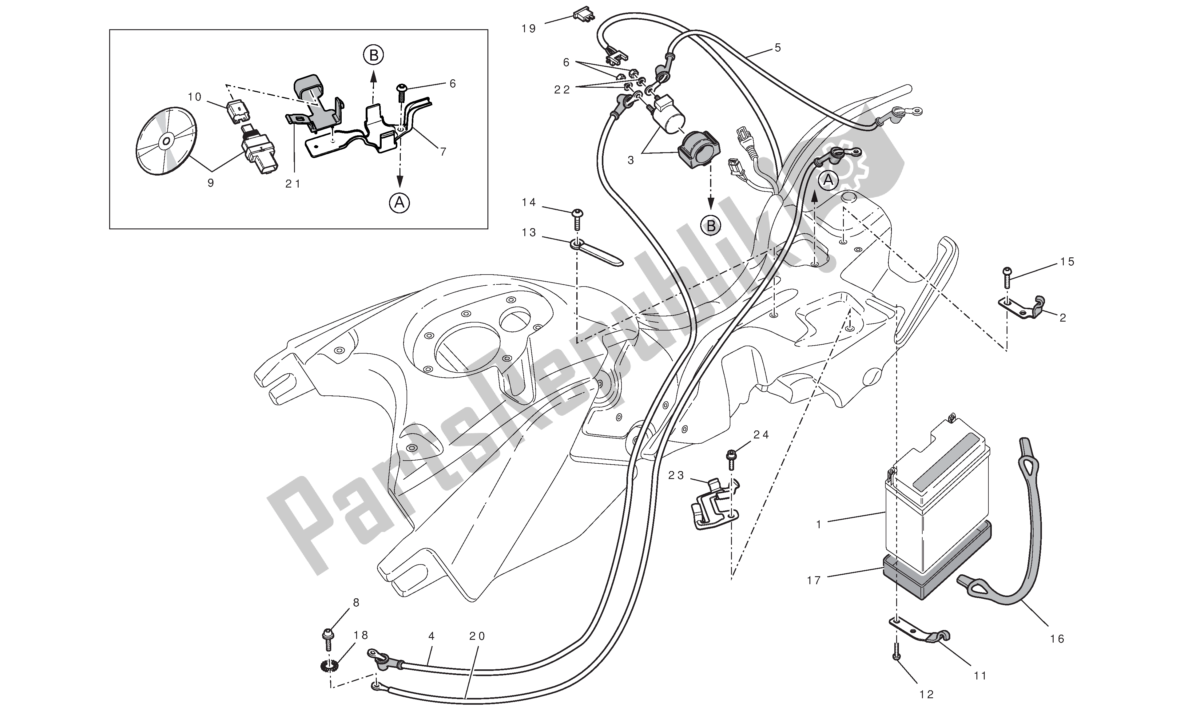 Todas las partes para Soporte De Batería de Ducati Hypermotard 796 2010