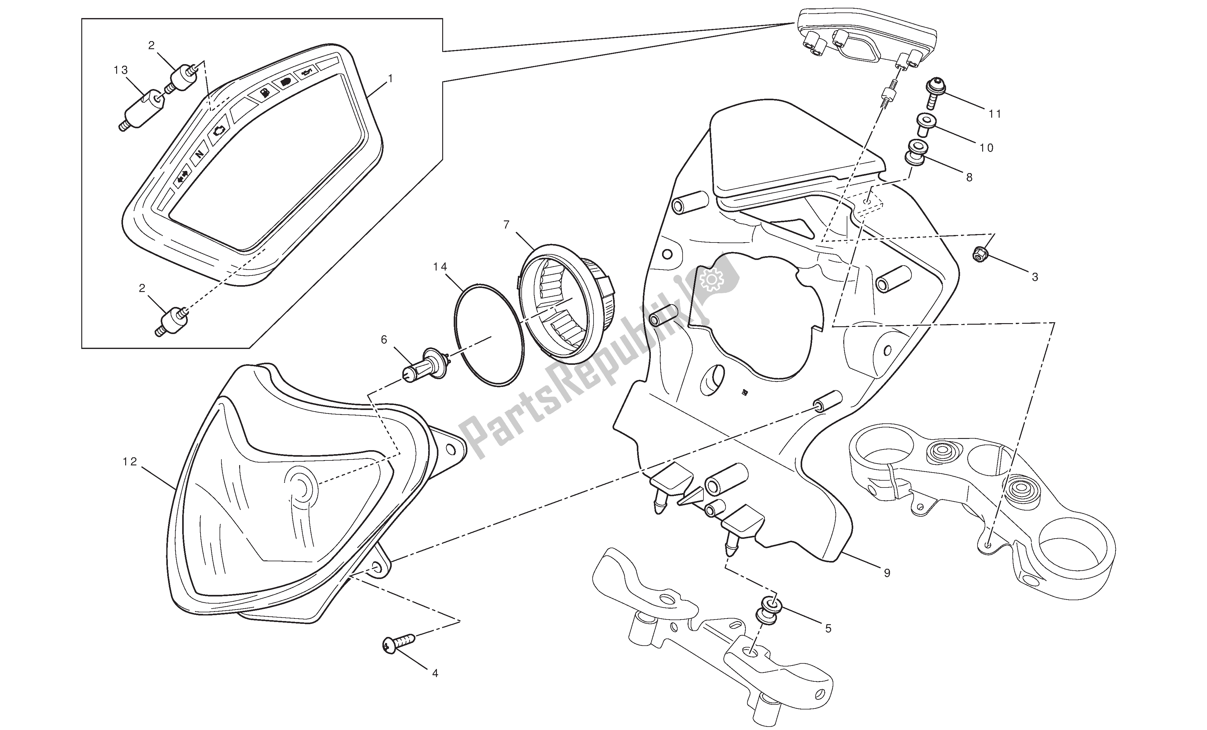 Todas las partes para Faro E Instr. Panel de Ducati Hypermotard 796 2010