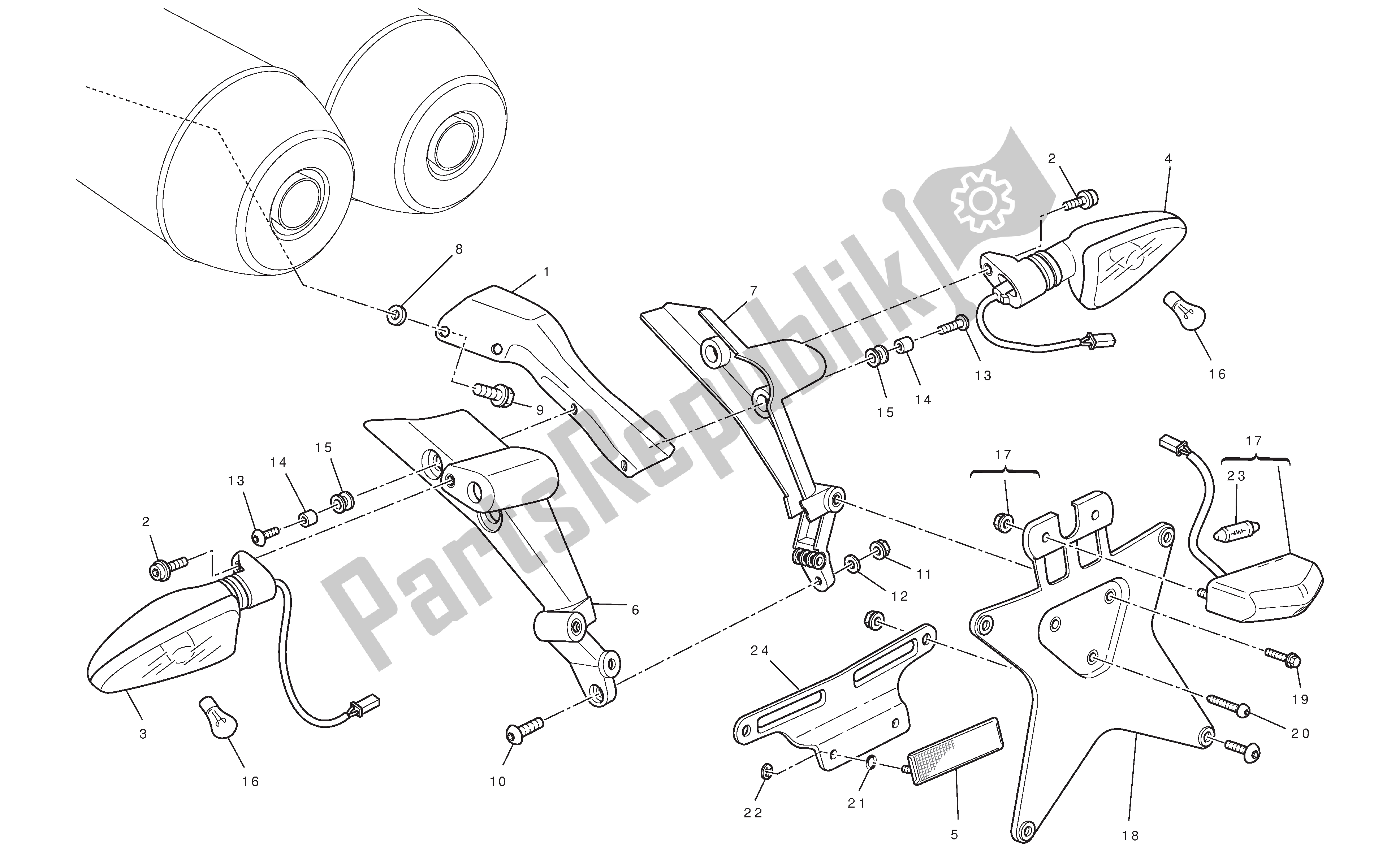 Tutte le parti per il Porta Targa del Ducati Hypermotard 796 2010