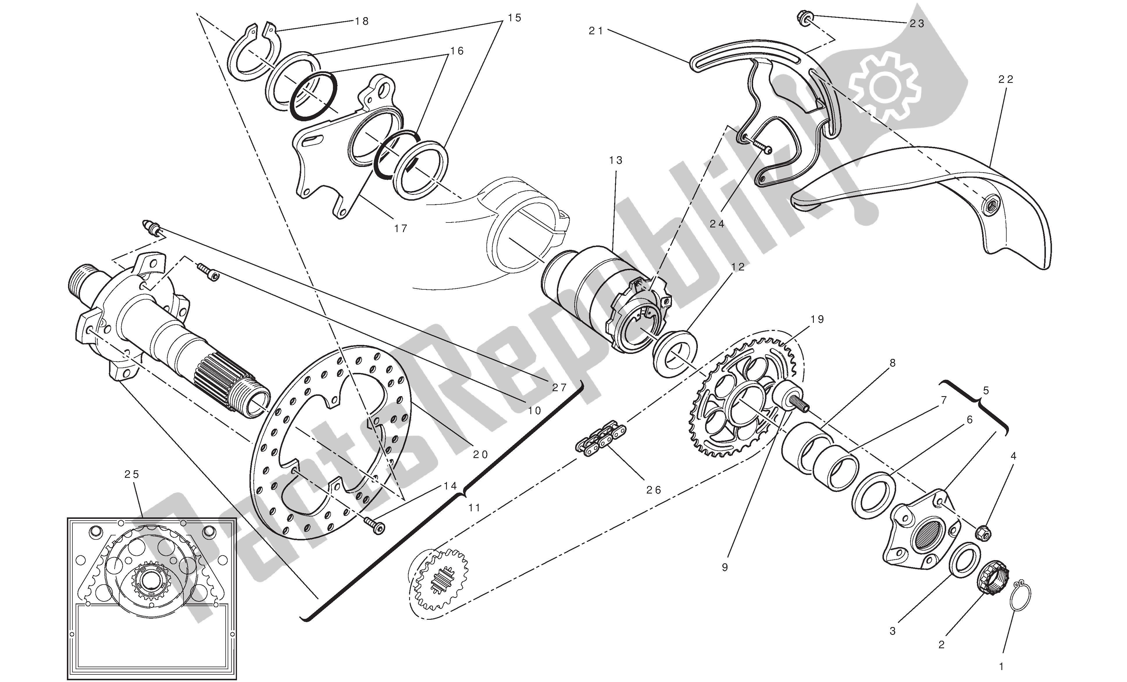 Todas las partes para Eje De La Rueda Trasera de Ducati Hypermotard 796 2010