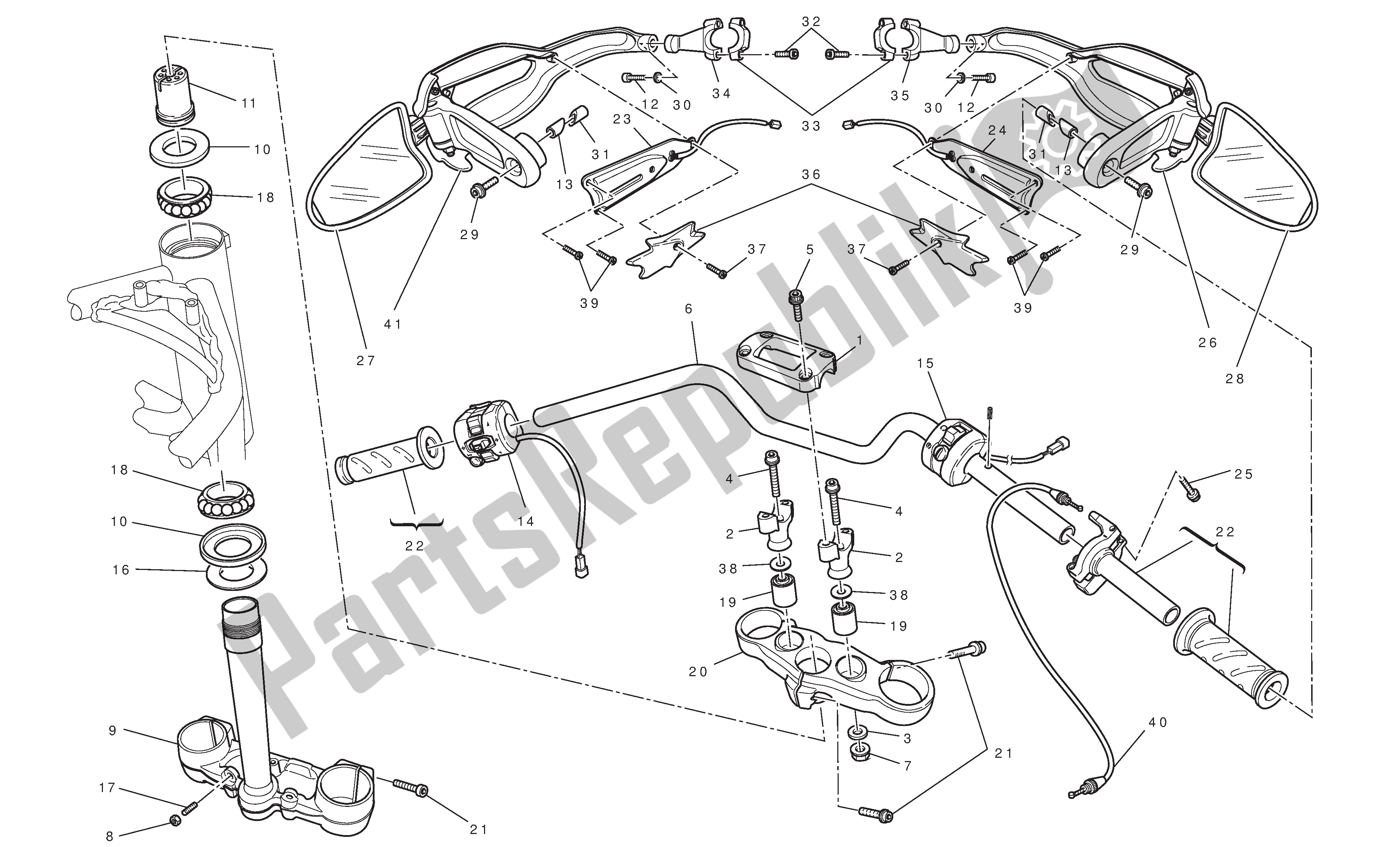 Tutte le parti per il Manubrio E Comandi del Ducati Hypermotard 796 2010