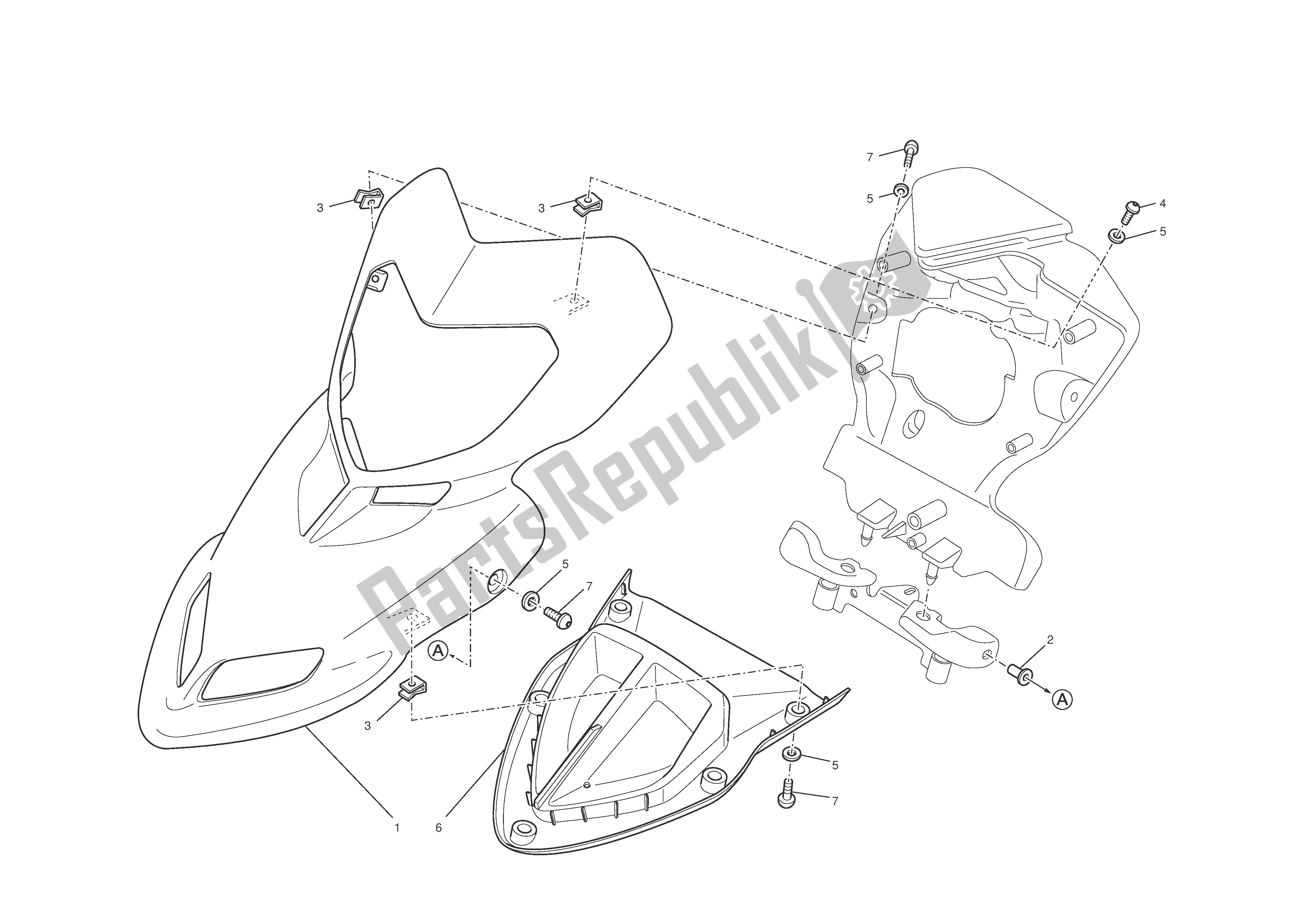 All parts for the Headlight Fairing of the Ducati Hypermotard 796 2011
