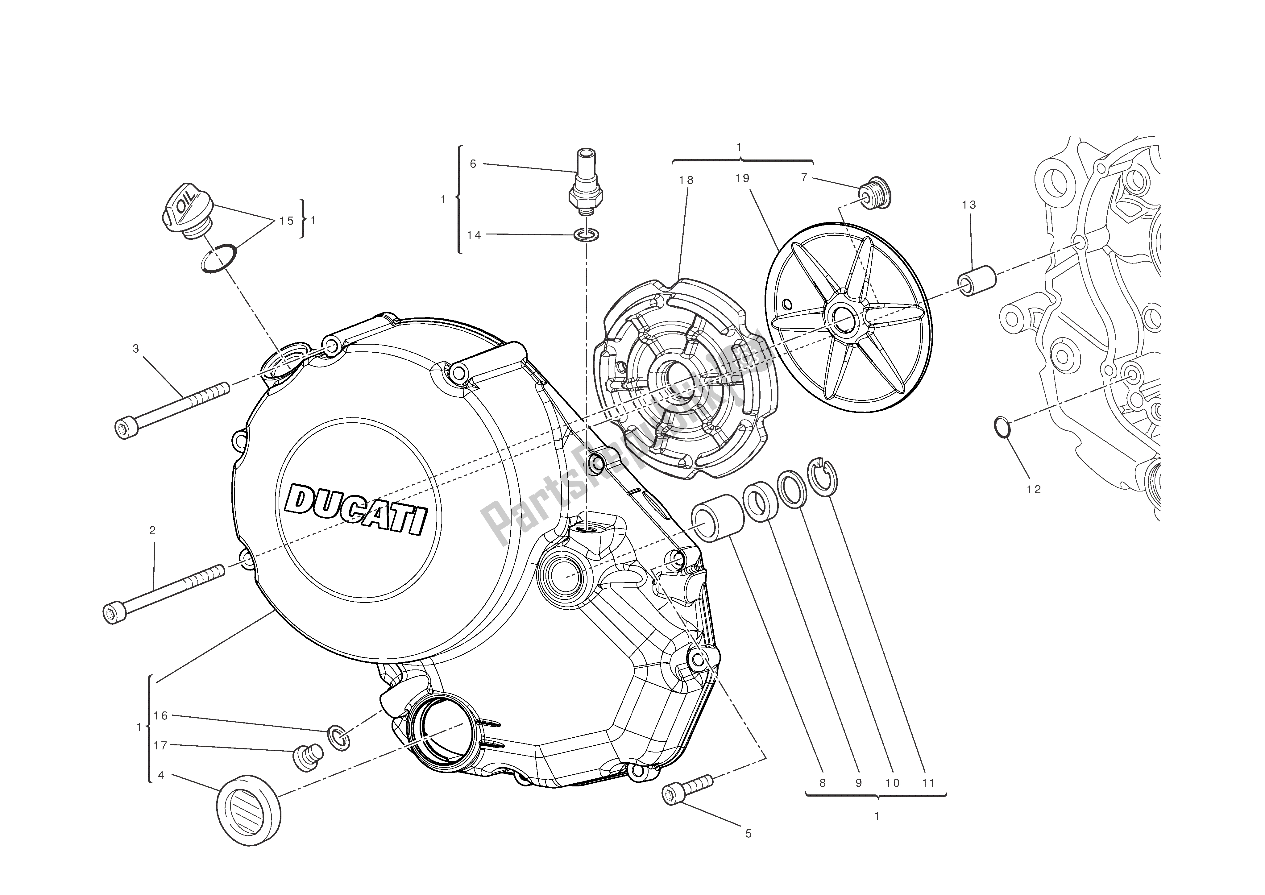 Todas las partes para Tapa Del Cárter Del Lado Del Embrague de Ducati Hypermotard 796 2011