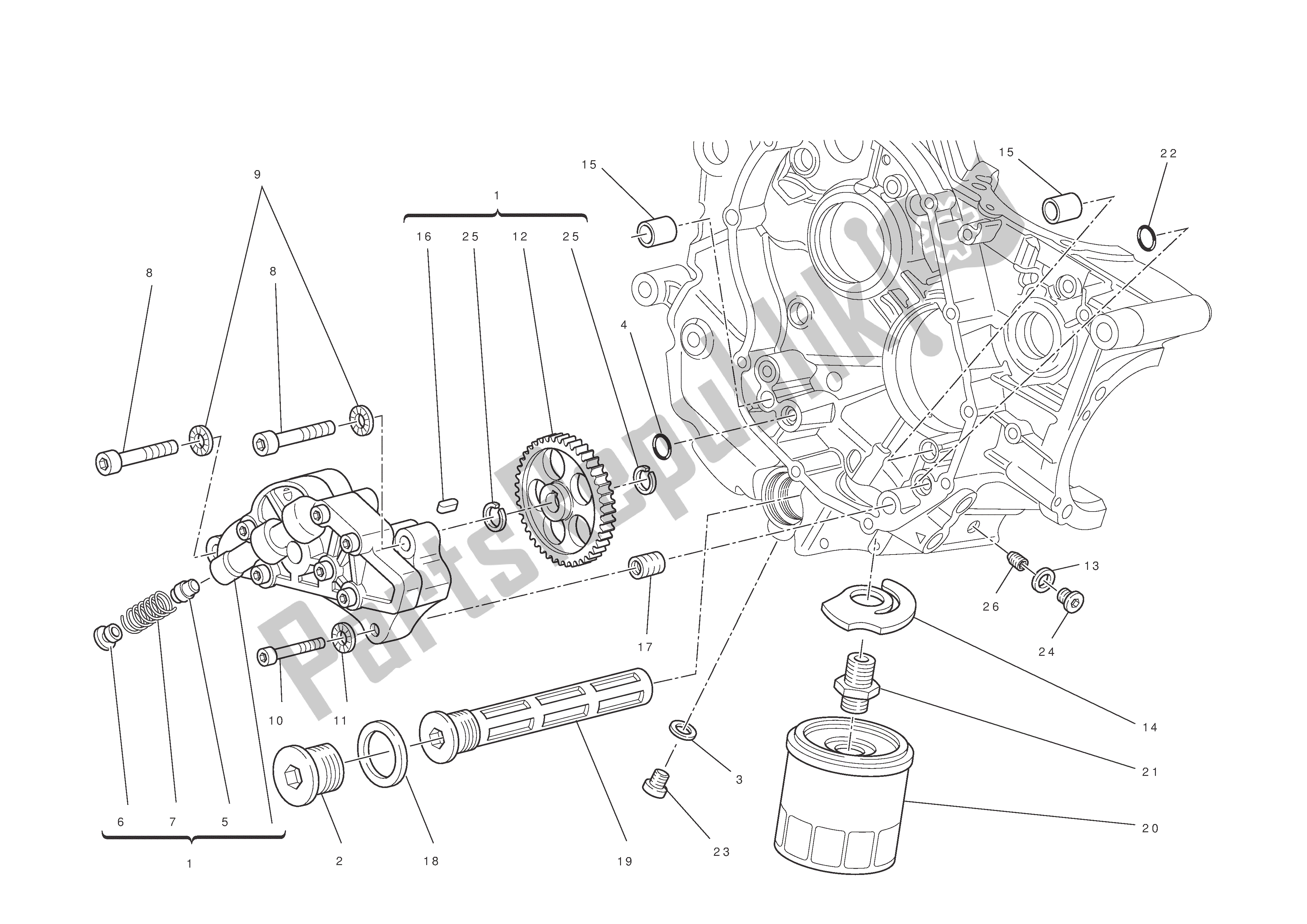 Alle onderdelen voor de Filters En Oliepomp van de Ducati Hypermotard 796 2011