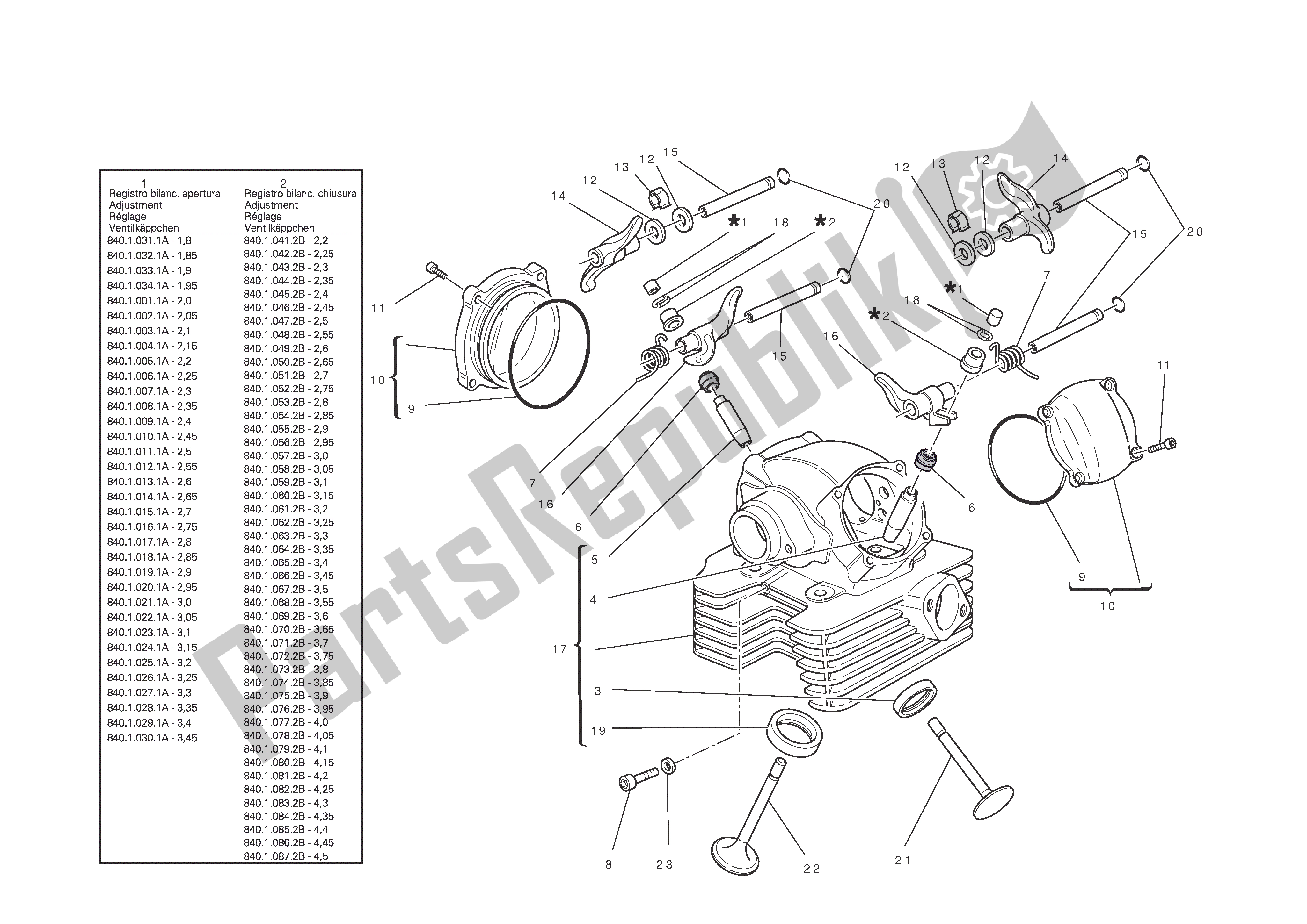 Todas las partes para Culata Vertical de Ducati Hypermotard 796 2011