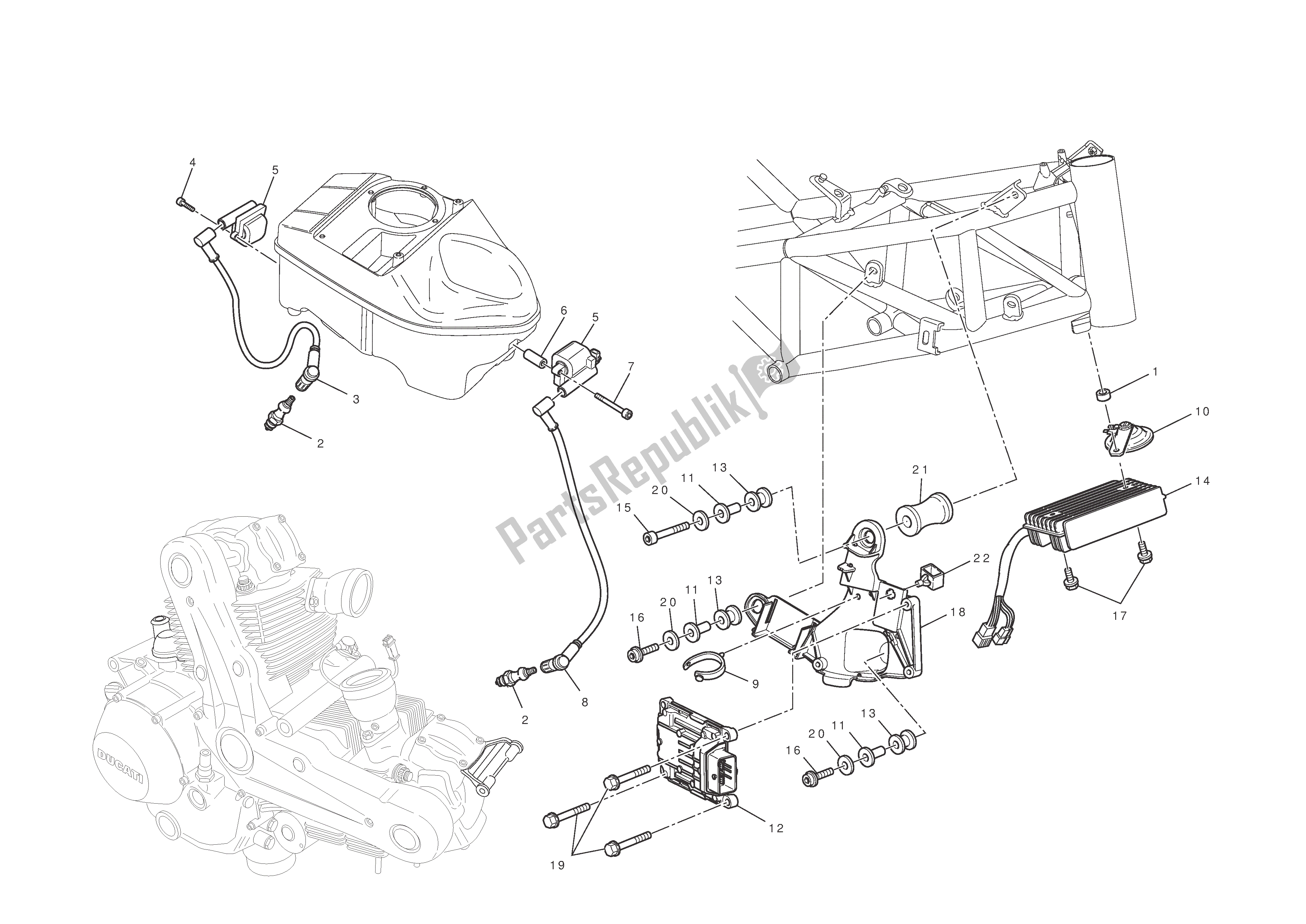 Todas las partes para Sistema Eléctrico de Ducati Hypermotard 796 2011