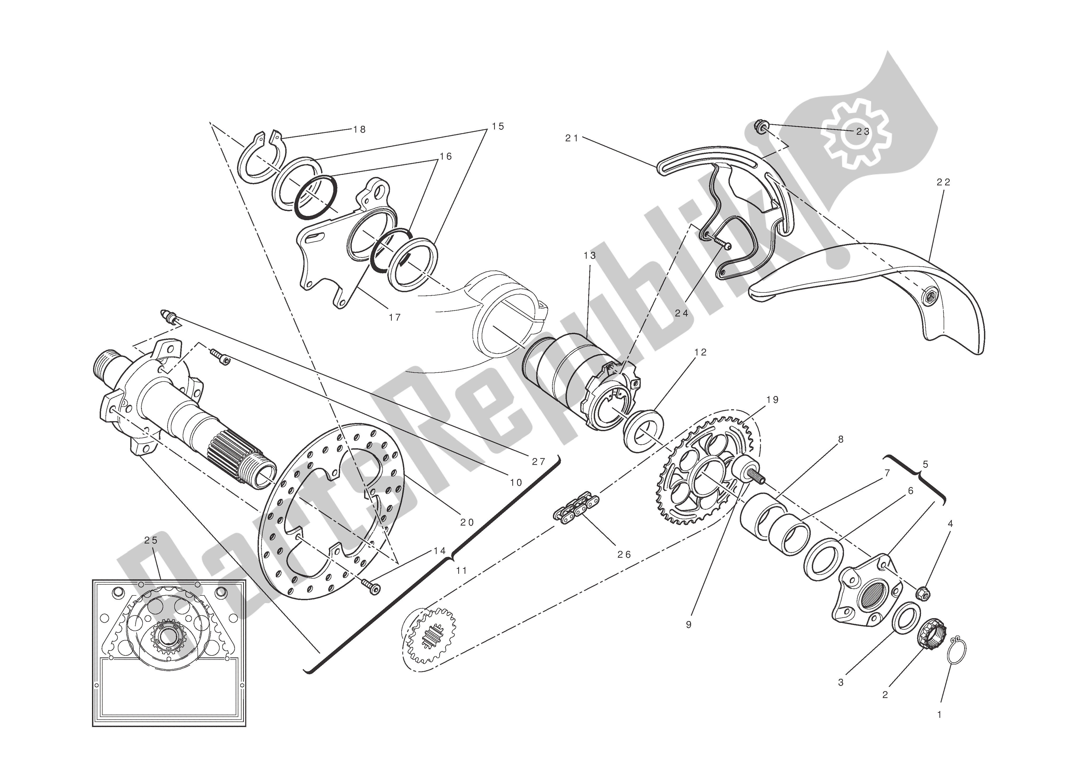 Todas las partes para Eje De La Rueda Trasera de Ducati Hypermotard 796 2011