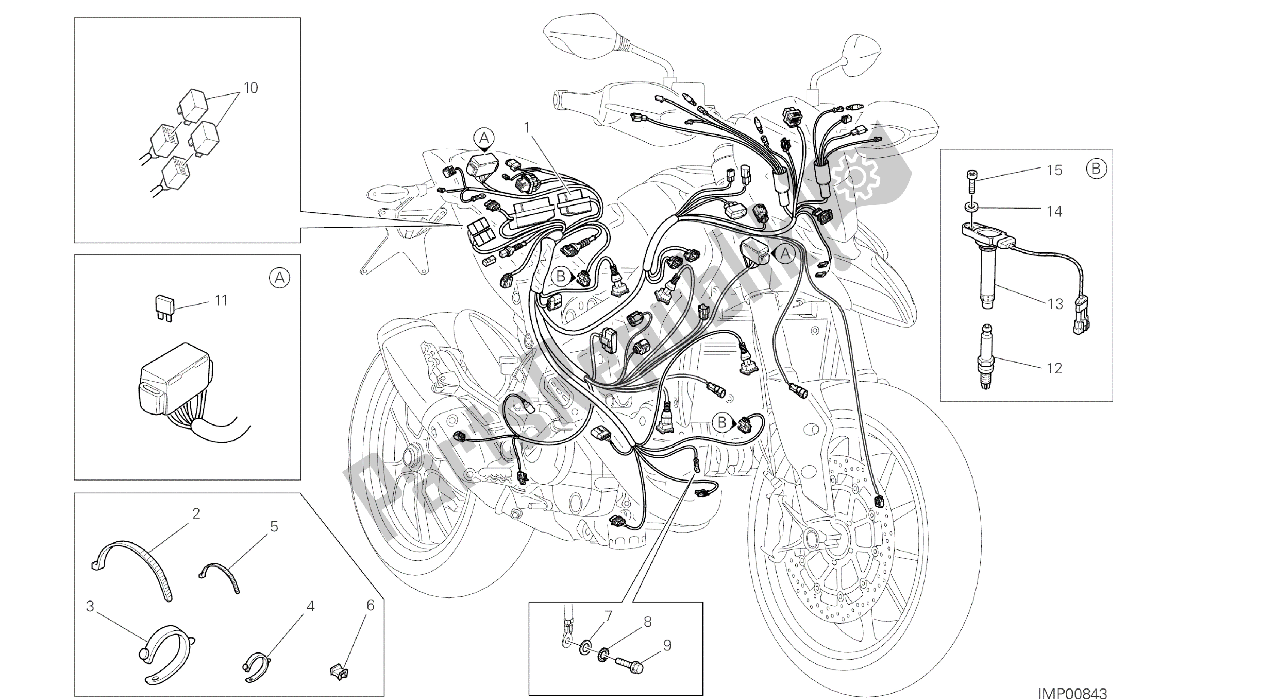 Todas las partes para Dibujo 018 - Mazo De Cables [mod: Hym; Xst: Aus, Chn, Eur, Fra, Jap, Tha, Twn] Grupo Eléctrico de Ducati Hypermotard 821 2014